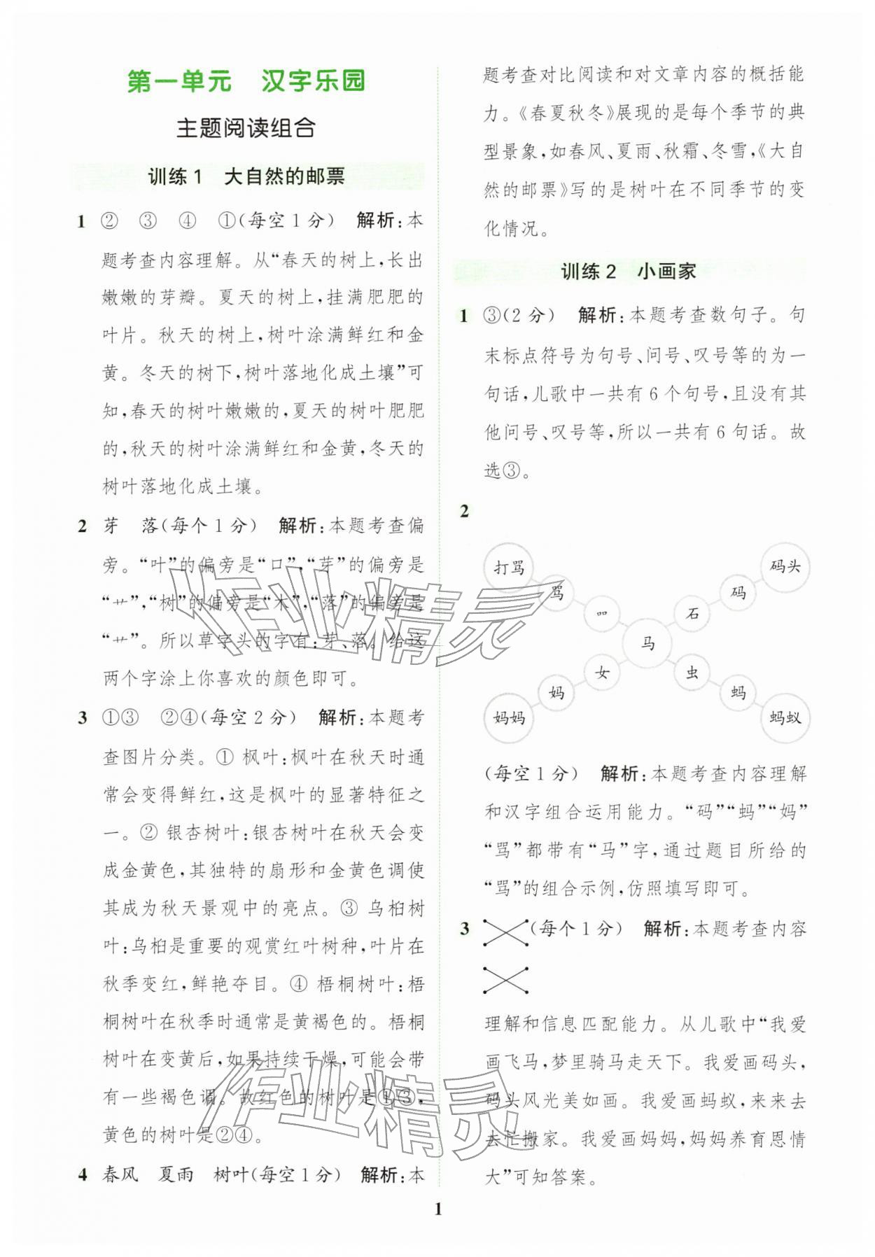 2026年通城学典组合训练一年级语文下册人教版&nbsp;第1页