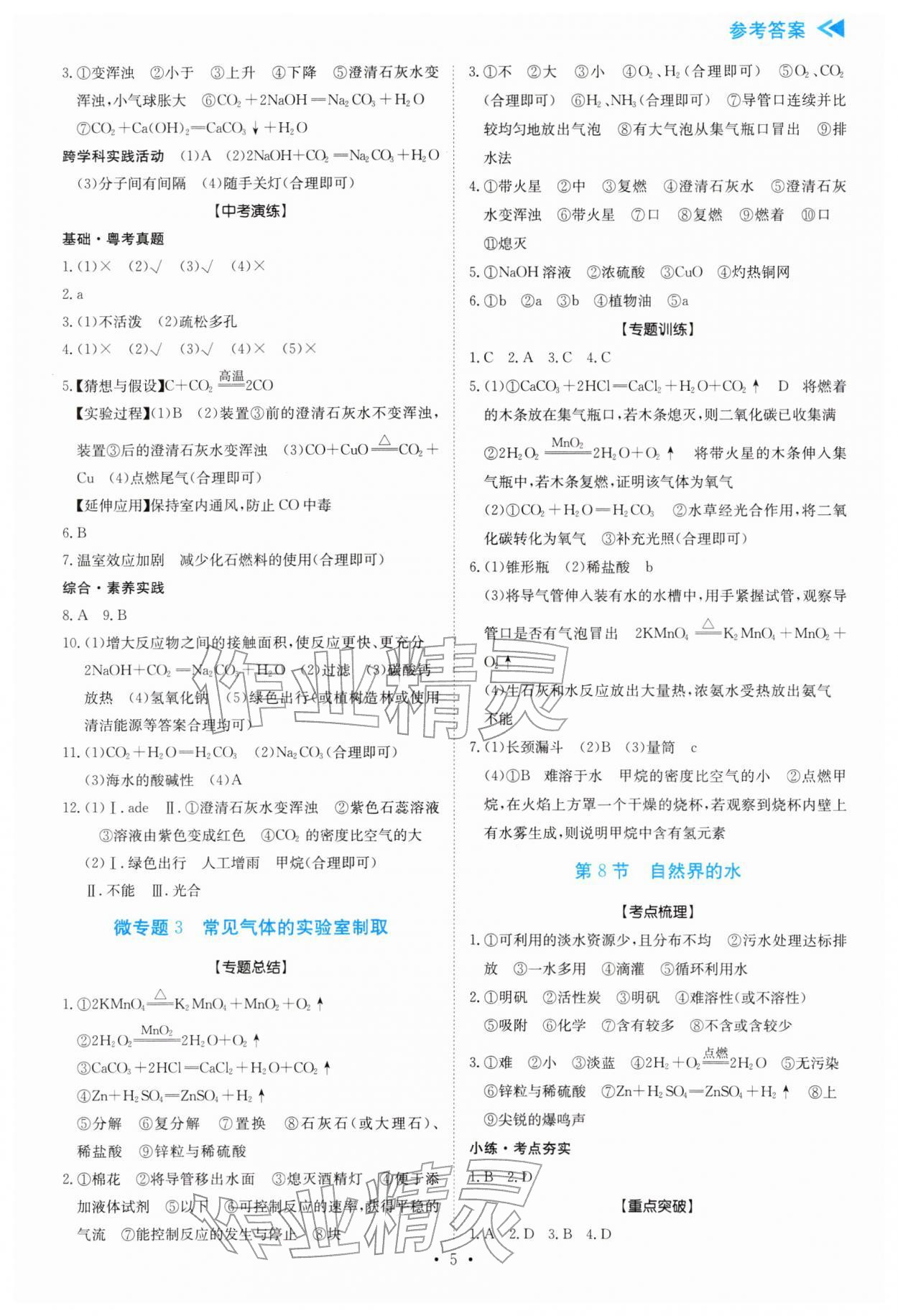 2026年中考复习与指导化学中考广东专版&nbsp;第5页