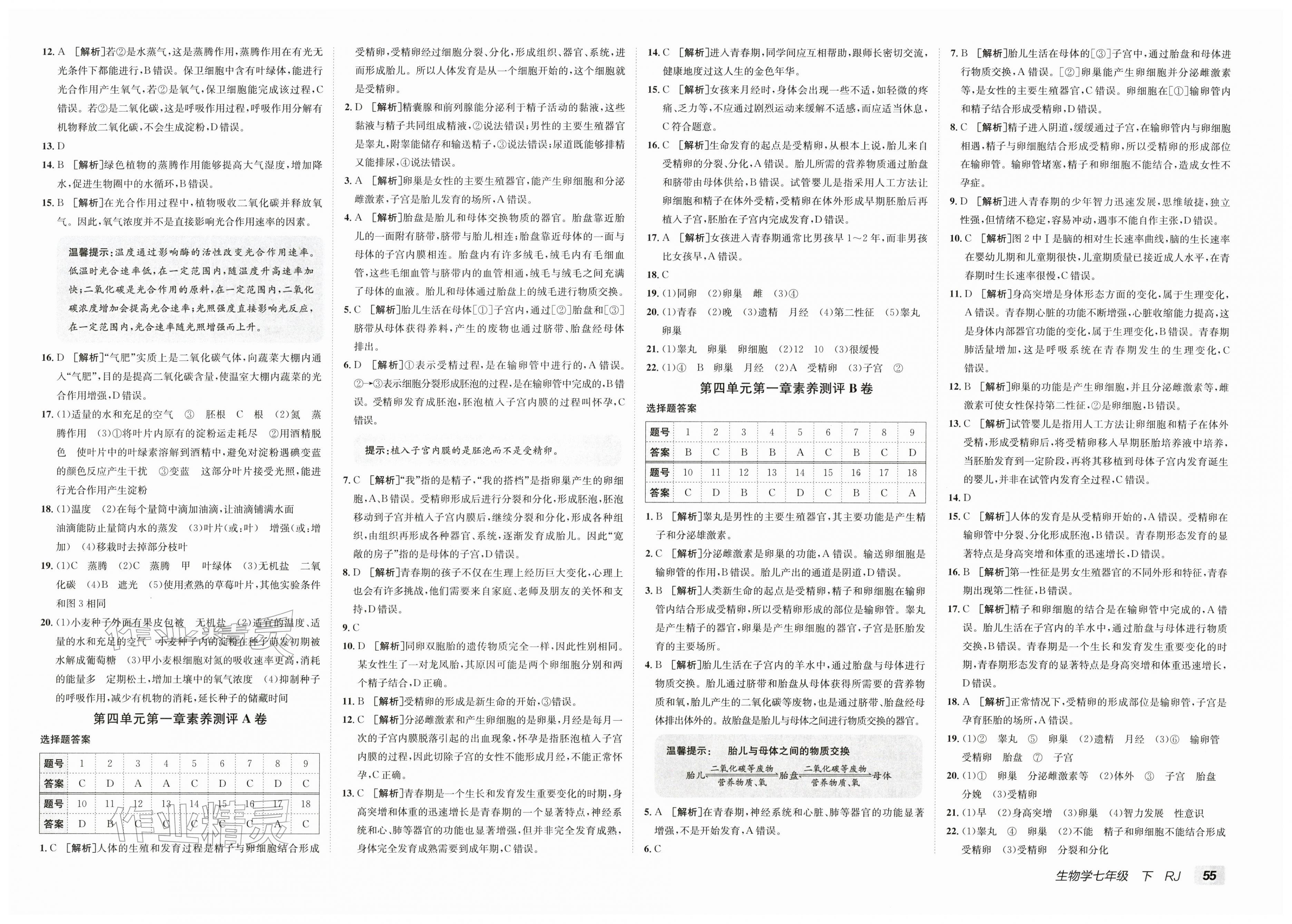 2026年海淀单元测试AB卷七年级生物下册人教版&nbsp;第3页