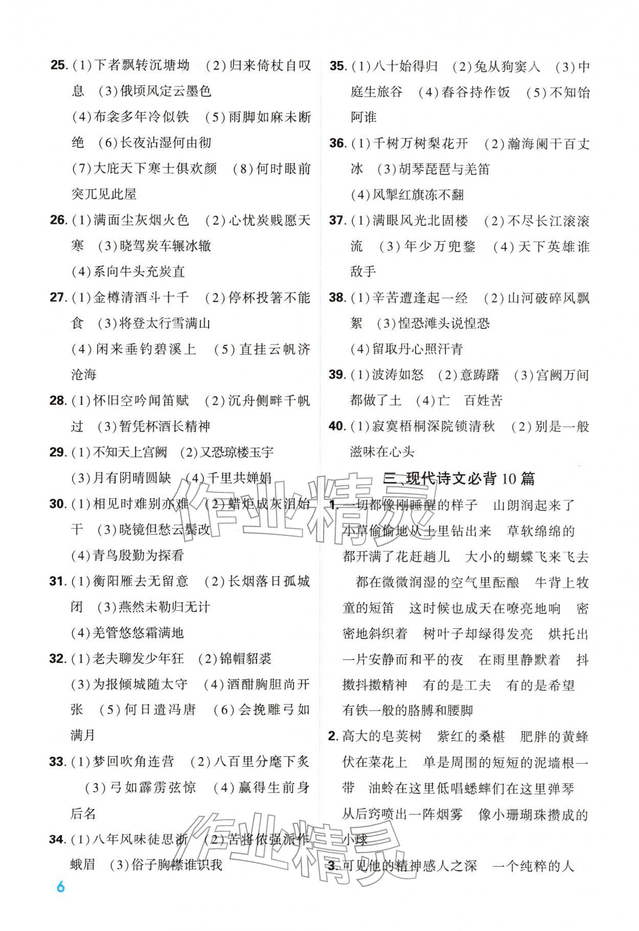 2026年中考一本通语文中考人教版陕西专版&nbsp;参考答案第6页