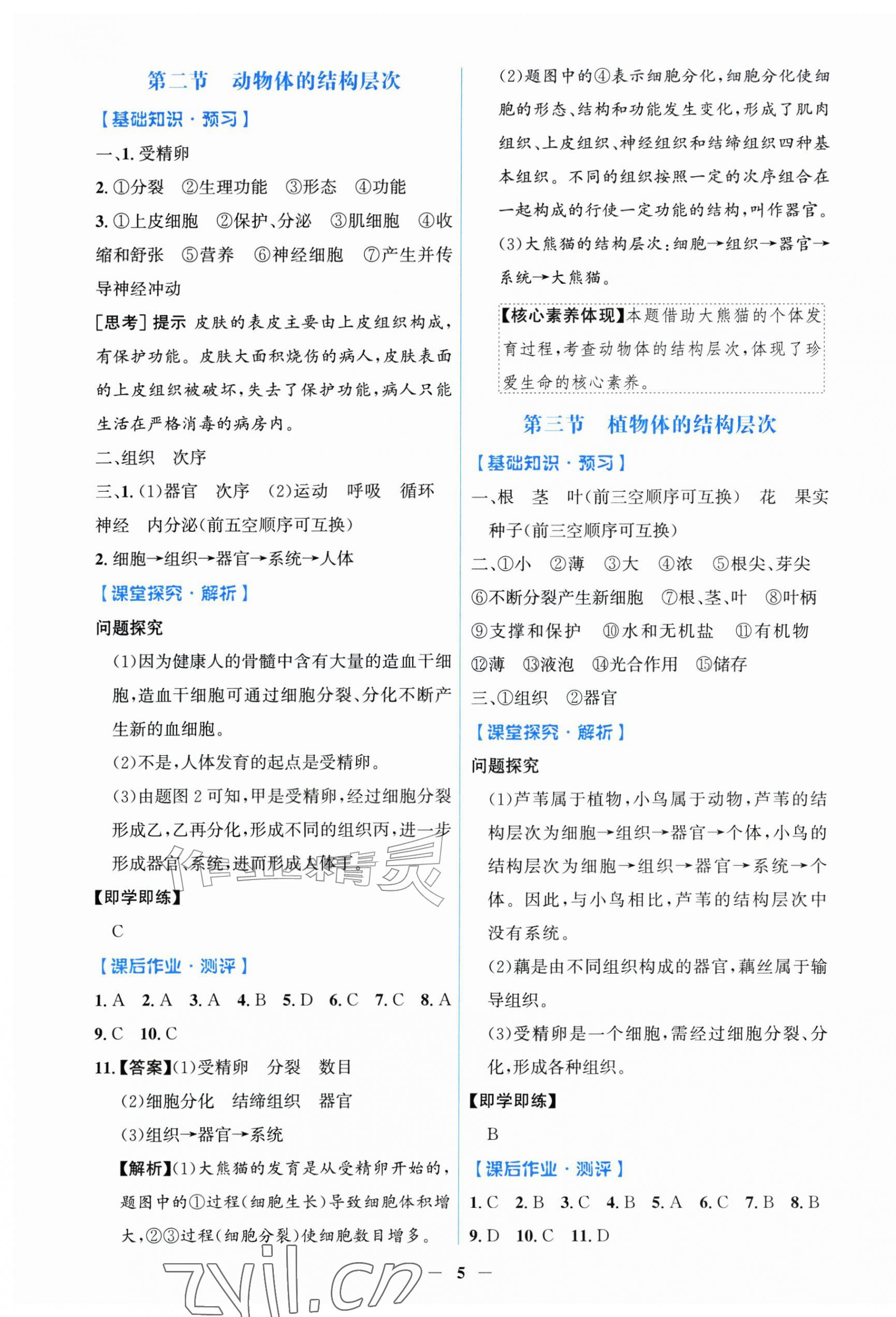 2026年同步解析与测评学考练七年级生物上册人教版甘肃专版&nbsp;第5页
