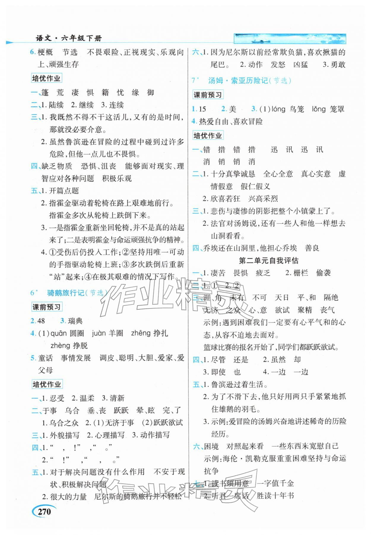 2026年世纪英才英才教程六年级语文下册人教版&nbsp;第4页