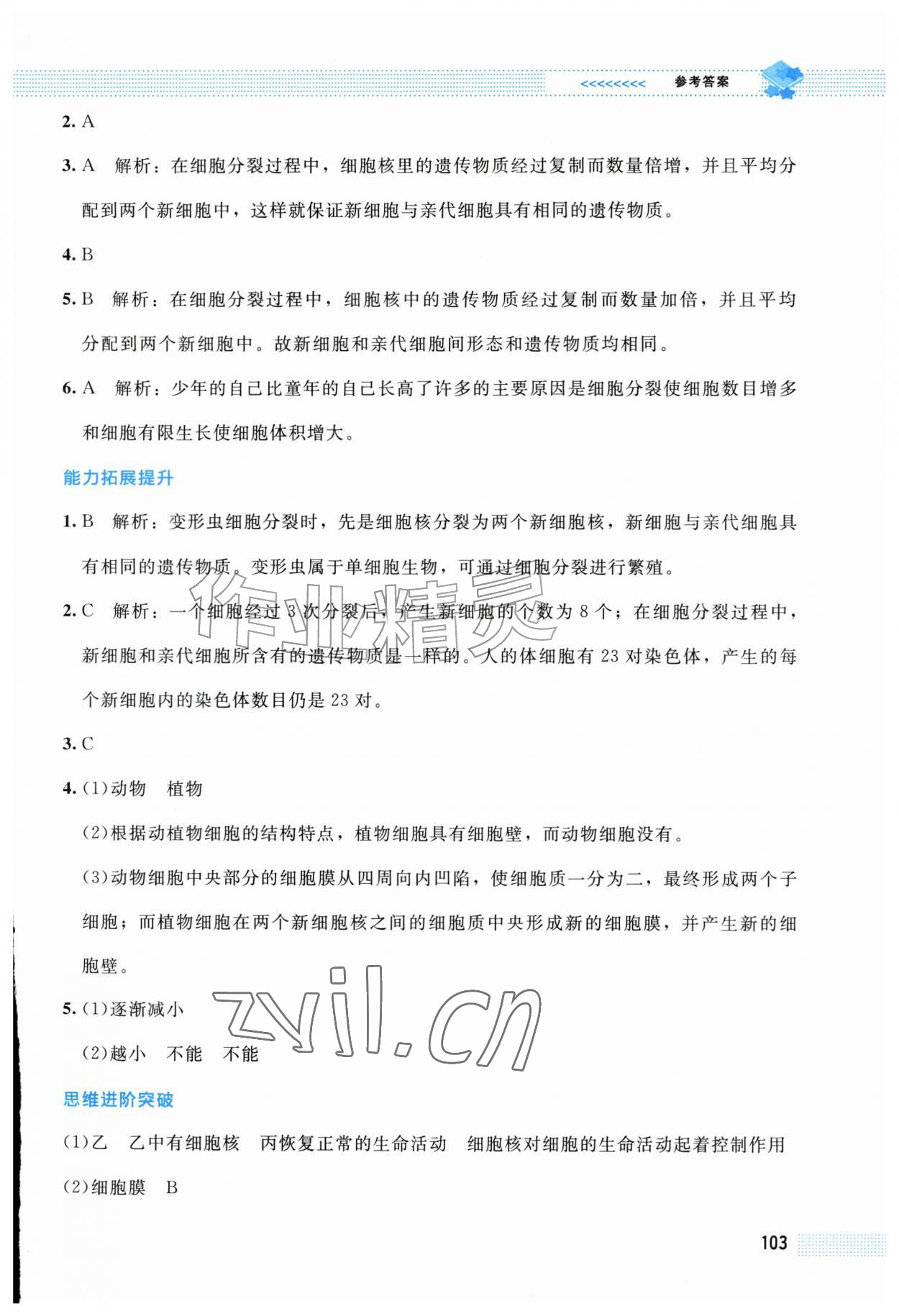 2026年课堂精练七年级生物上册北师大版福建专版&nbsp;第11页