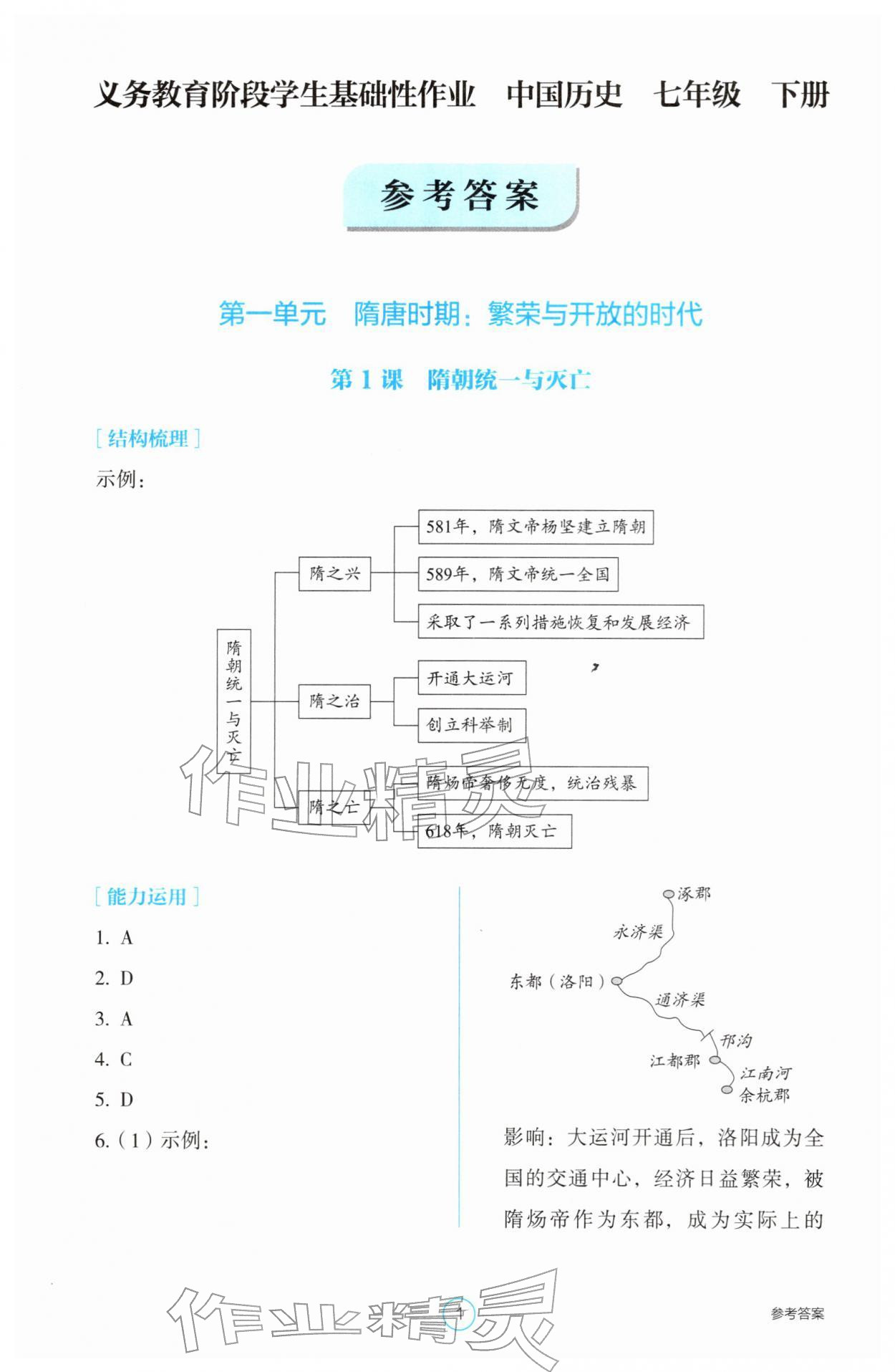 2026年学生基础性作业七年级历史下册人教版&nbsp;第1页