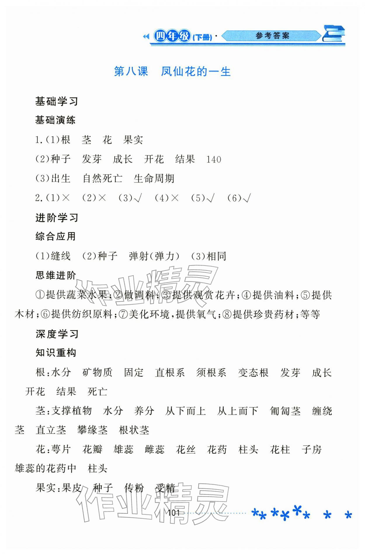 2026年资源与评价黑龙江教育出版社四年级科学下册教科版&nbsp;参考答案第6页