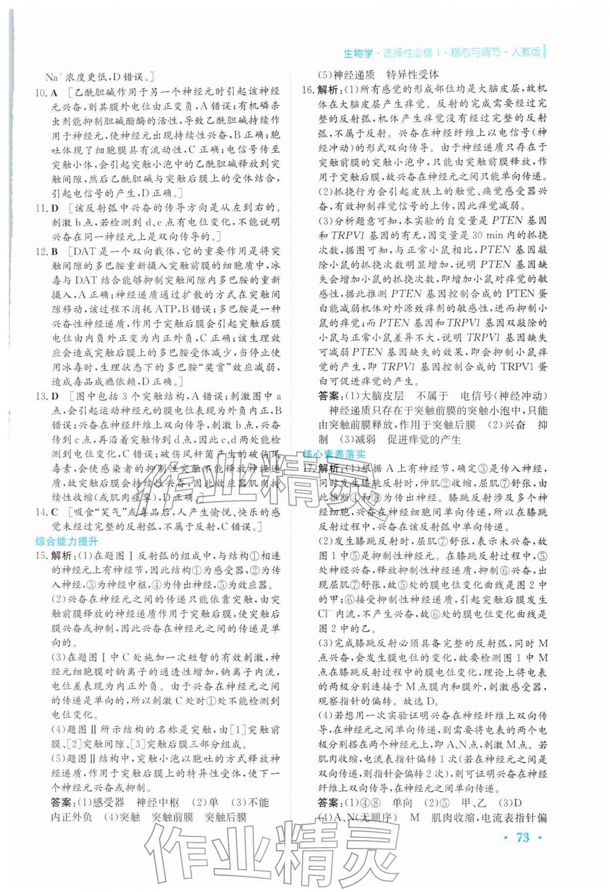 2026年寒假作业安徽教育出版社高二生物选择性必修第一册人教版&nbsp;第5页