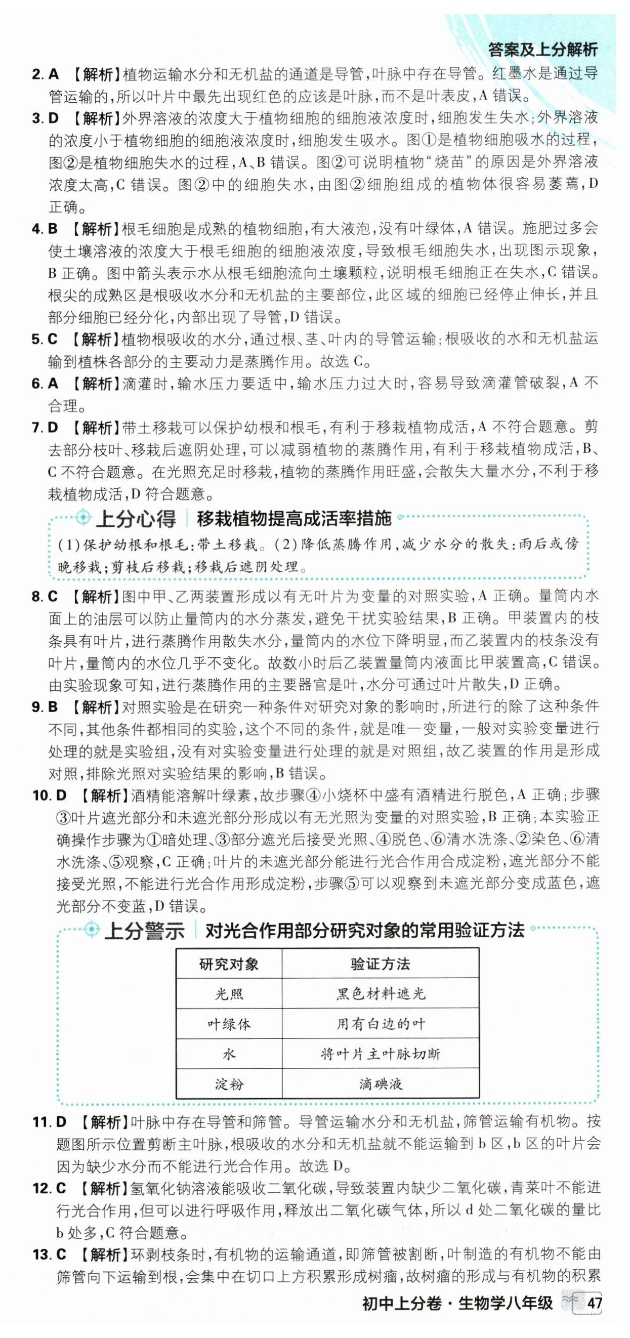 2026年初中上分卷单元诊断自查八年级生物全一册冀少版&nbsp;第15页