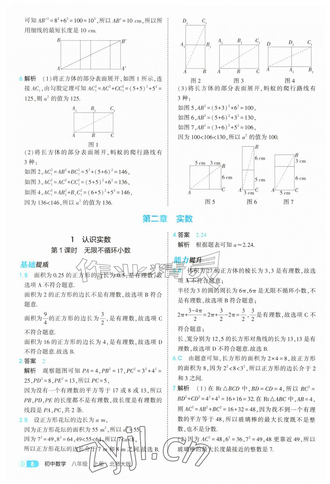 2026年5年中考3年模拟八年级数学上册北师大版&nbsp;参考答案第8页