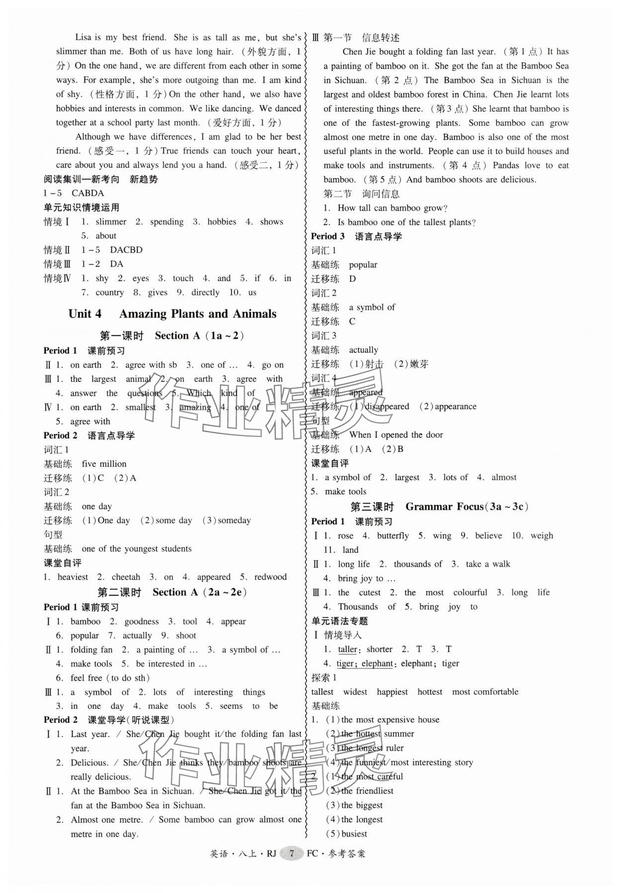 2025年分层导学案八年级英语上册人教版&nbsp;第7页
