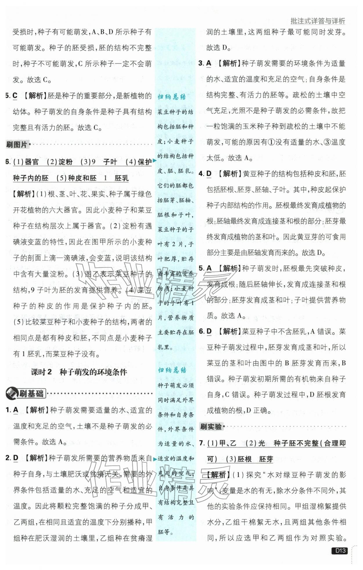 2026年初中必刷题七年级生物下册苏教版&nbsp;第13页