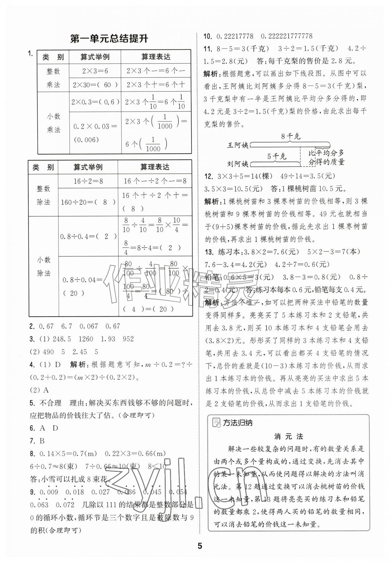 2026年通城学典课时作业本六年级数学上册苏教版江苏专版&nbsp;参考答案第5页