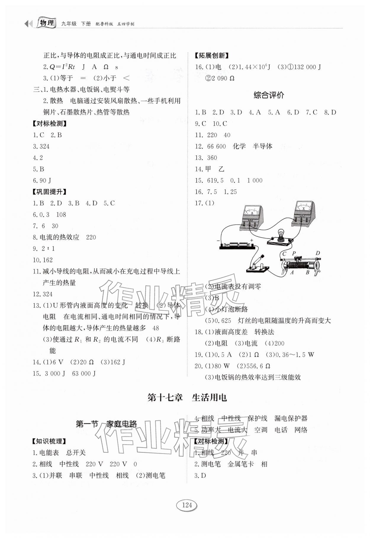 2026年同步练习册山东科学技术出版社九年级物理下册鲁科版五四制&nbsp;第2页