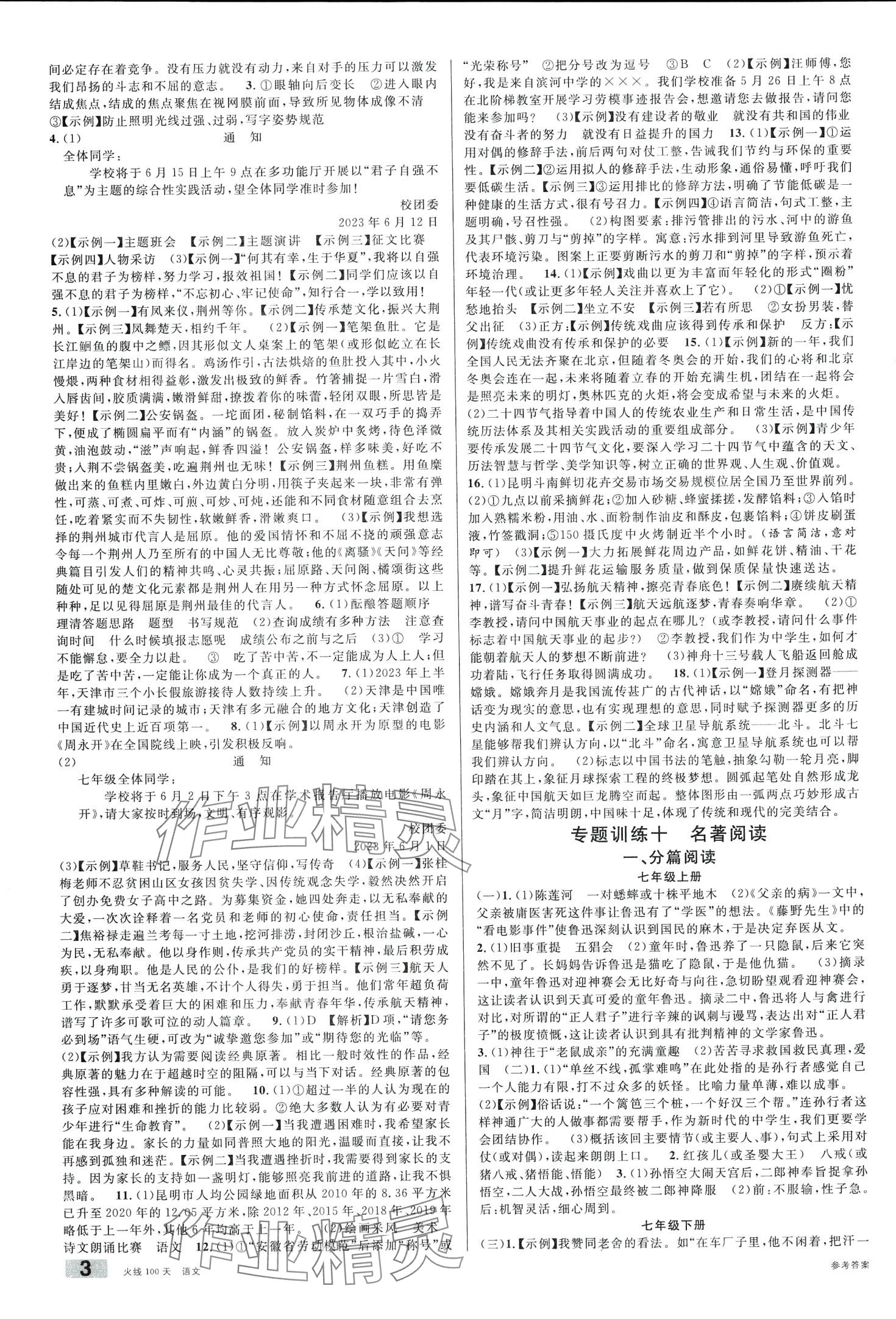 2024年火线100天语文中考&nbsp;第3页