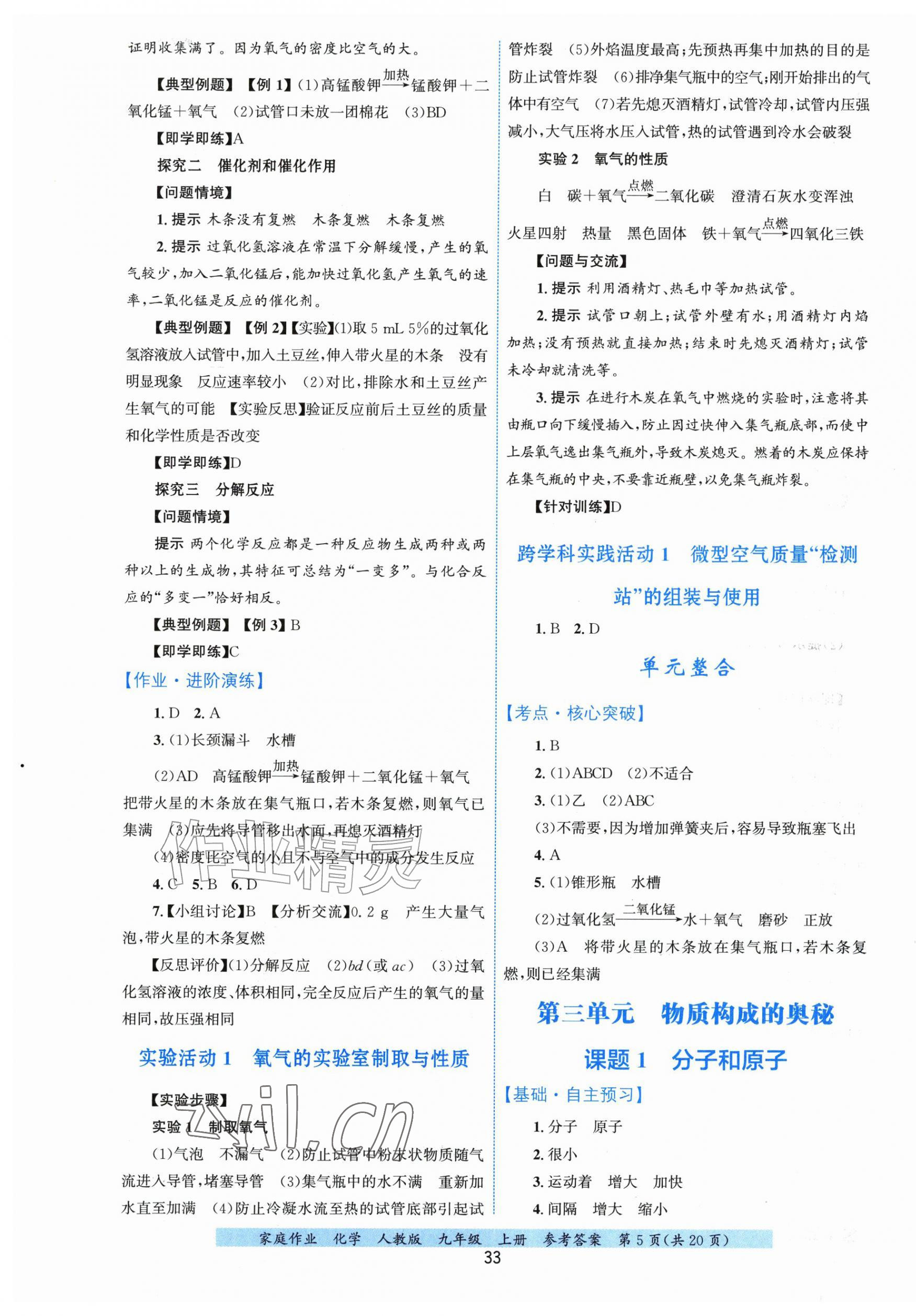 2026年家庭作业九年级化学上册人教版&nbsp;第5页