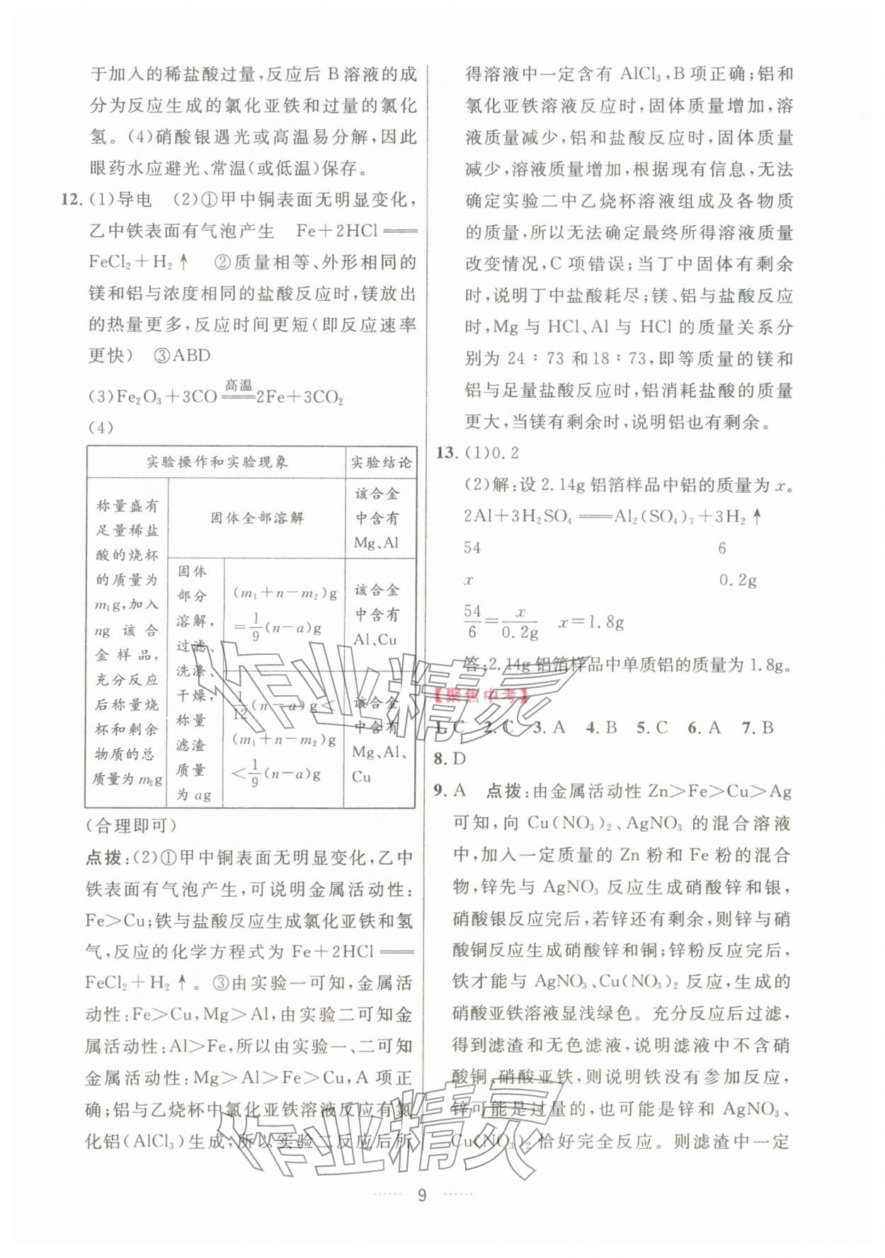 2026年三维数字课堂九年级化学下册人教版&nbsp;第9页