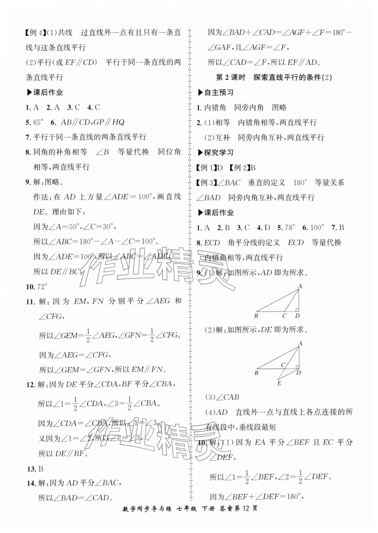 2026年新学案同步导与练七年级数学下册北师大版&nbsp;第12页