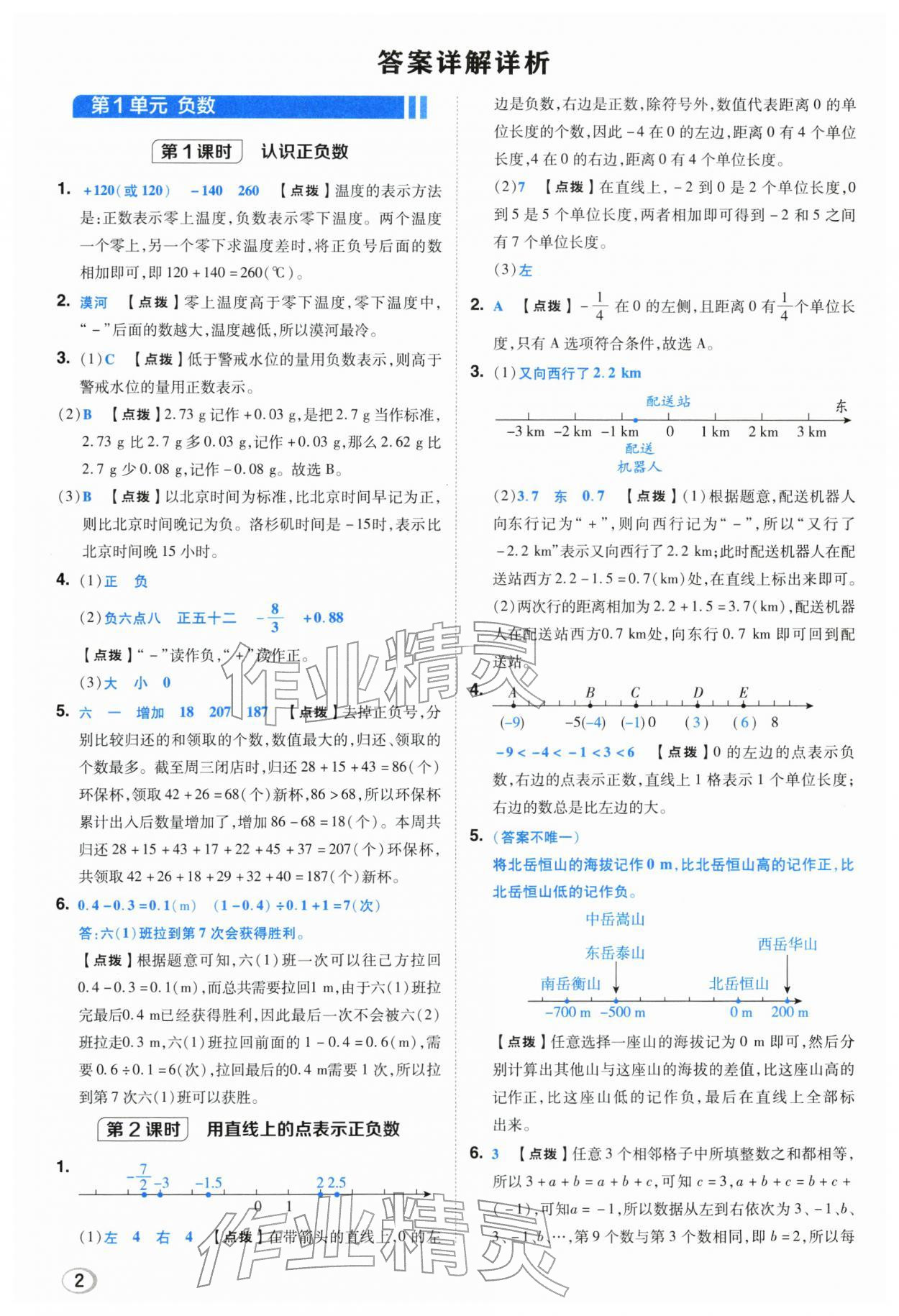 2026年综合应用创新题典中点六年级数学下册人教版浙江专用&nbsp;参考答案第1页