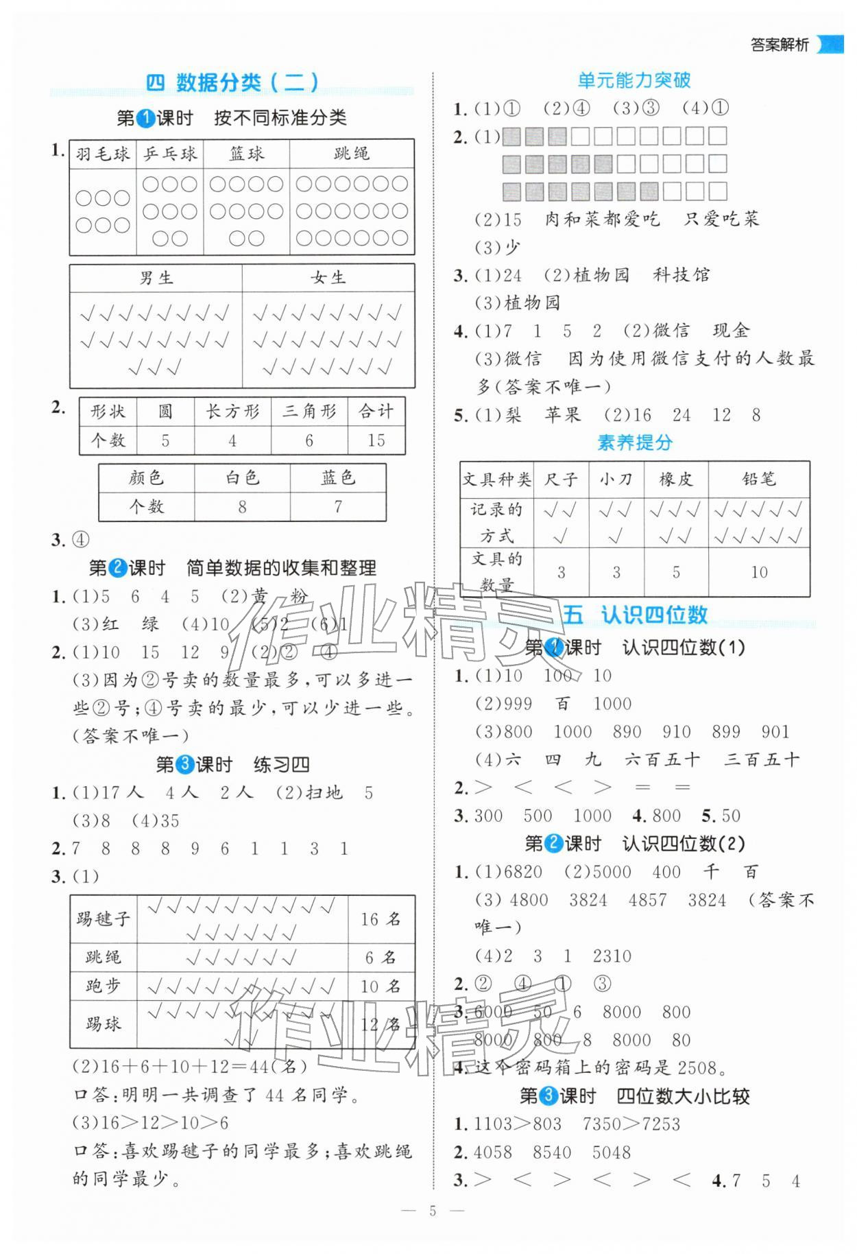 2026年细解巧练二年级数学下册苏教版&nbsp;参考答案第5页