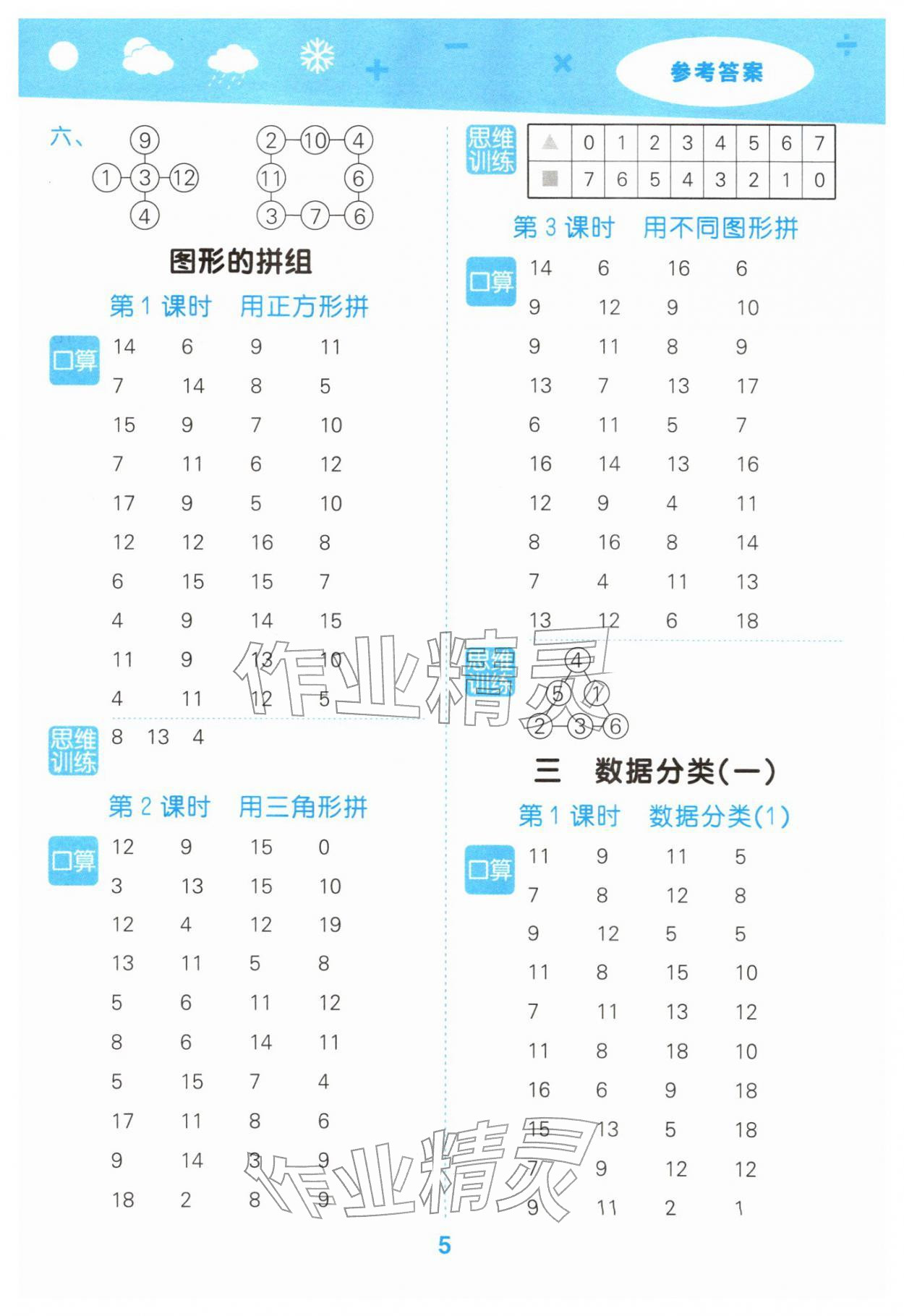 2026年口算大通关一年级数学下册苏教版&nbsp;第5页