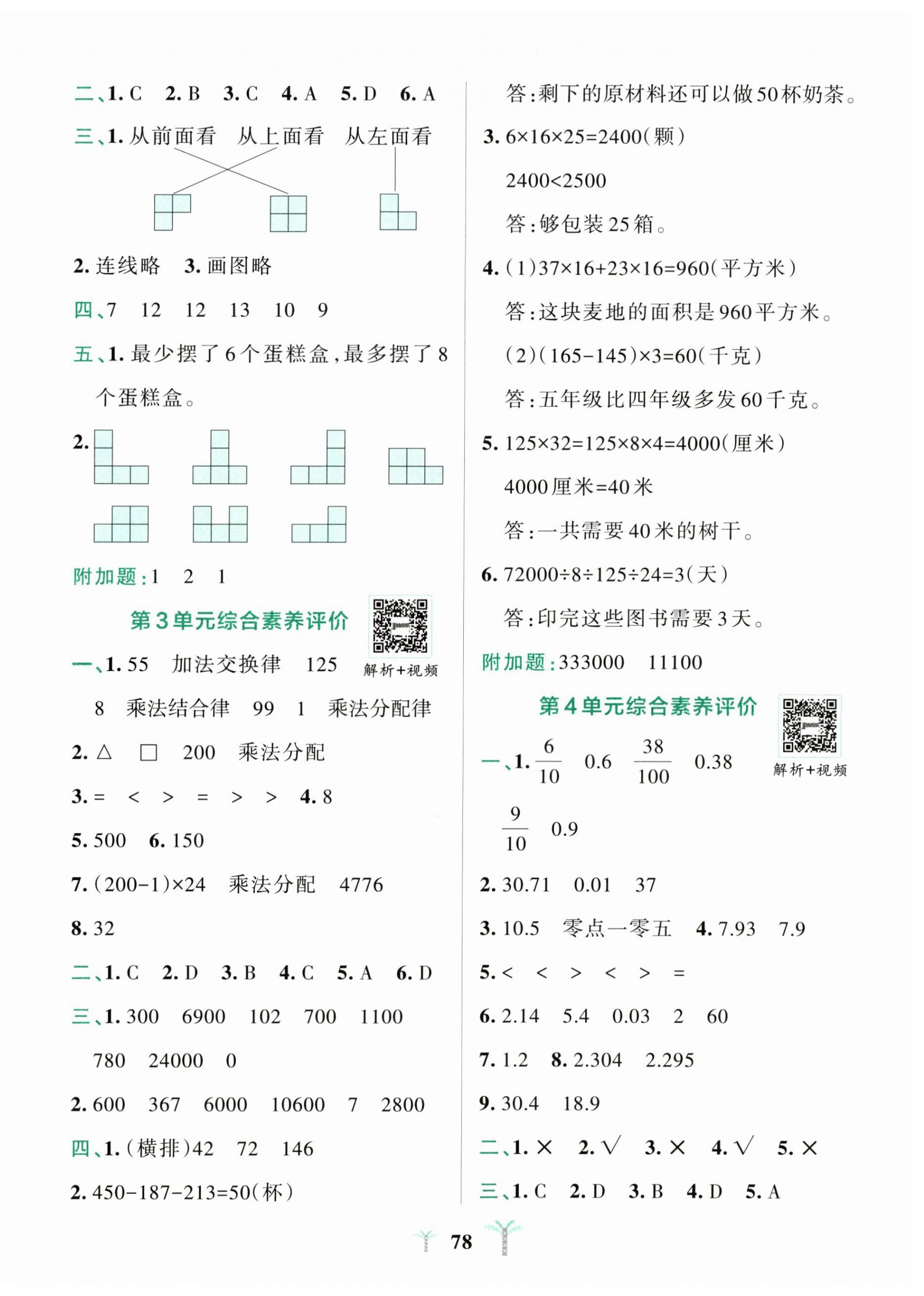 2026年小学学霸冲A卷四年级数学下册人教版&nbsp;第2页