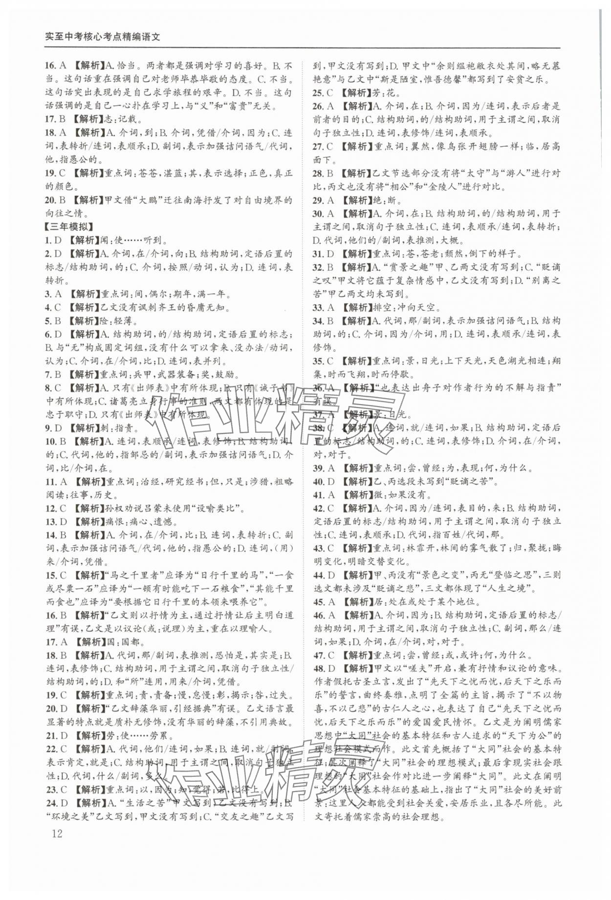 2025年实至中考核心考点精编语文中考成都专版&nbsp;第12页