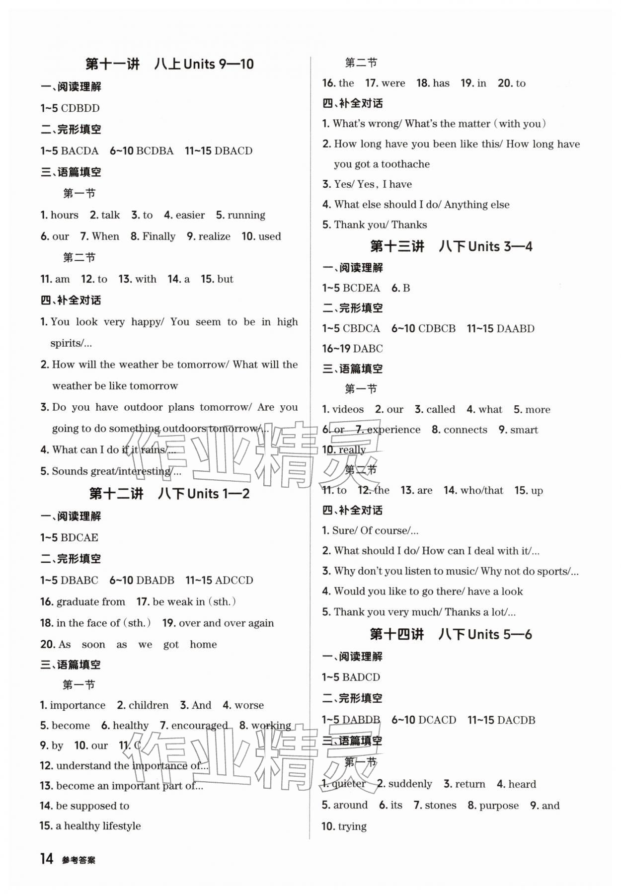 2026年鼎成中考精准提分英语河南专版&nbsp;参考答案第14页