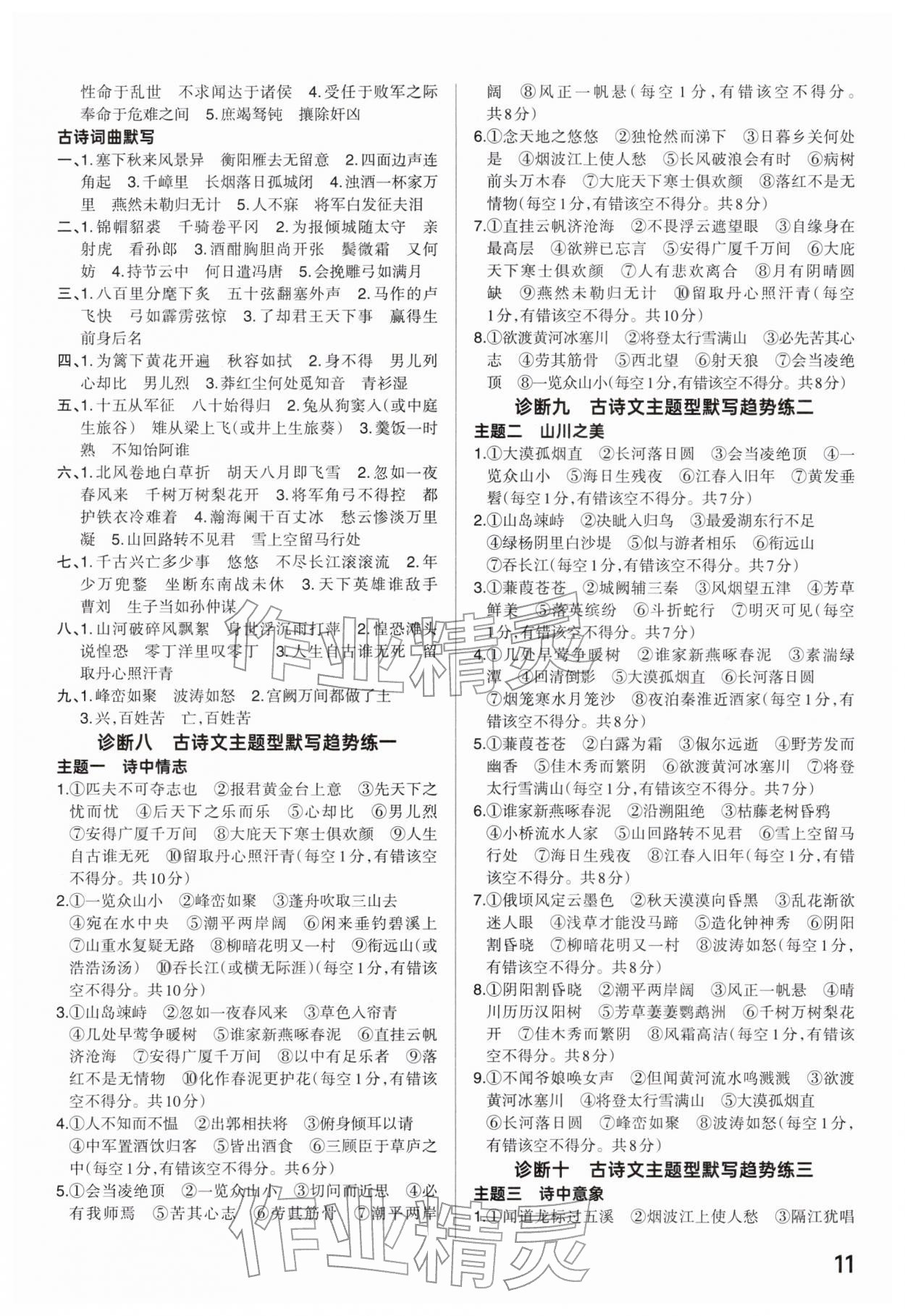 2026年分层新中考九年级语文人教版河南专版&nbsp;参考答案第10页