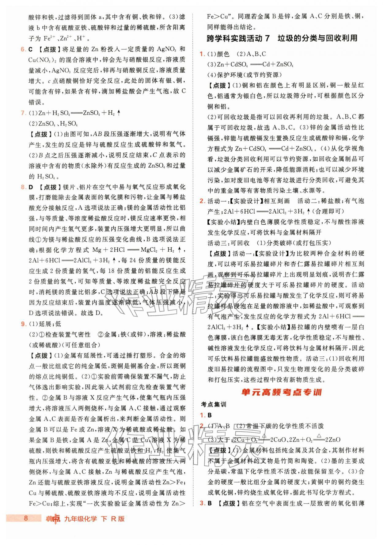 2026年综合应用创新题典中点九年级化学下册人教版&nbsp;第8页