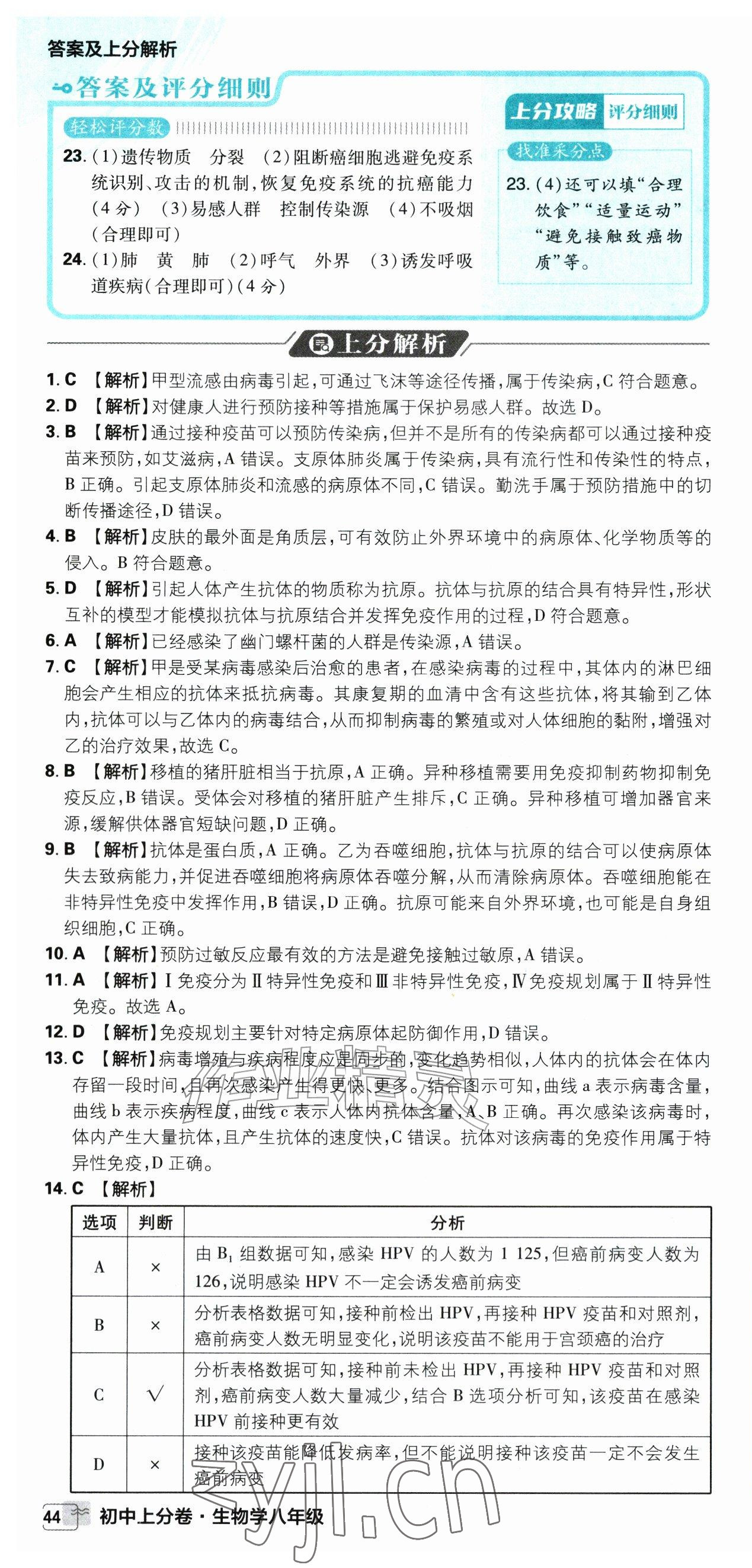 2026年初中上分卷单元诊断自查八年级生物全一册冀少版&nbsp;第4页