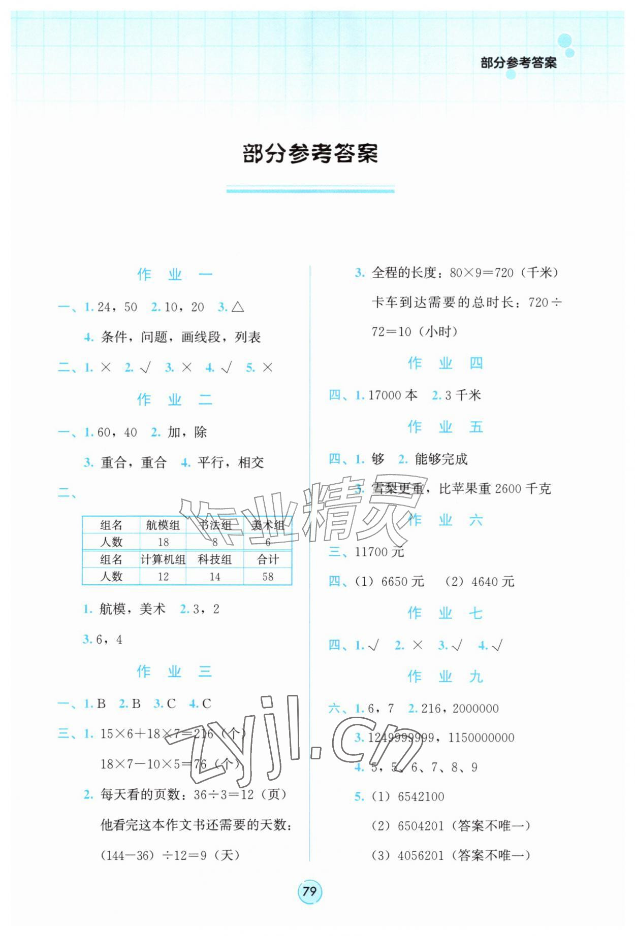 2026年暑假作业教育科学出版社四年级数学广西专版&nbsp;第1页