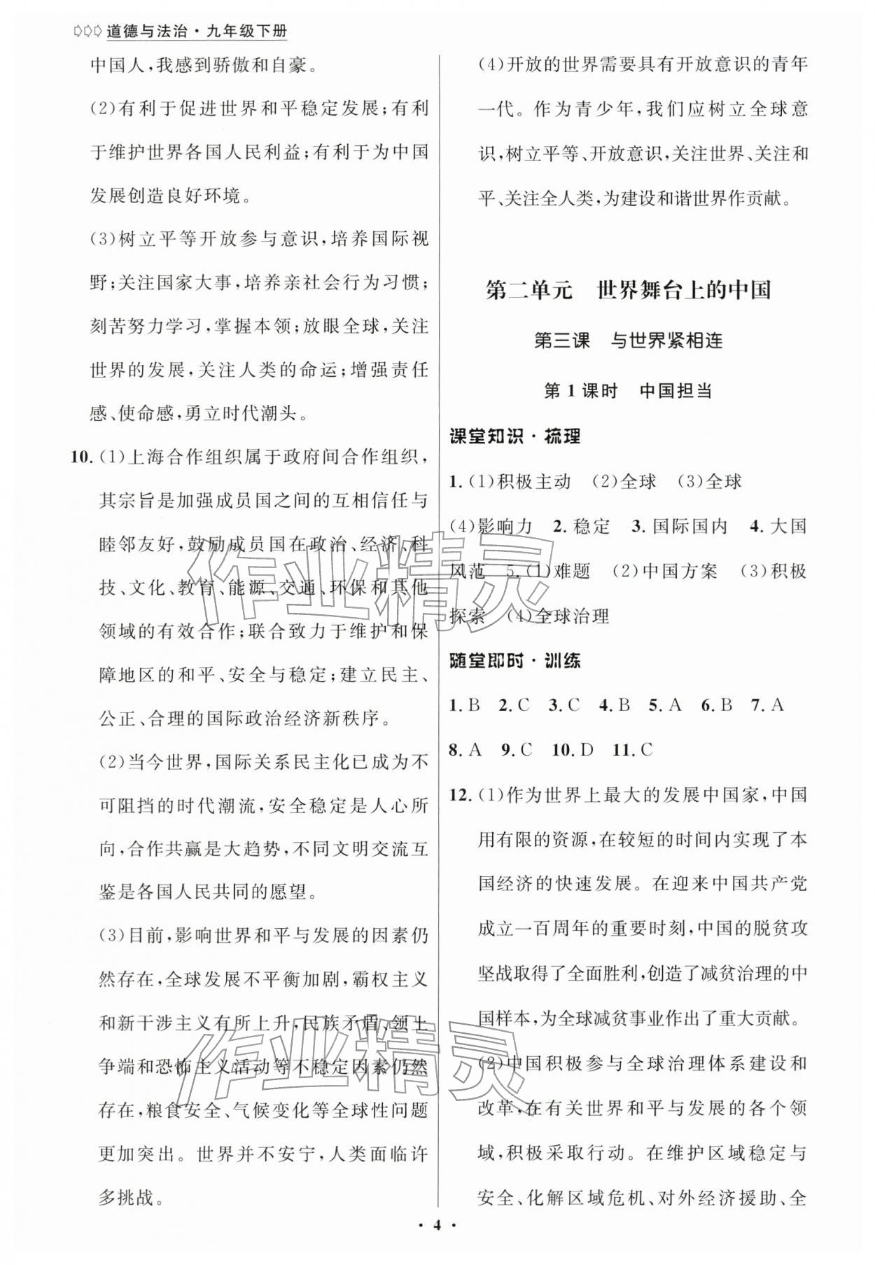 2026年学生成长册九年级道德与法治下册人教版&nbsp;第4页