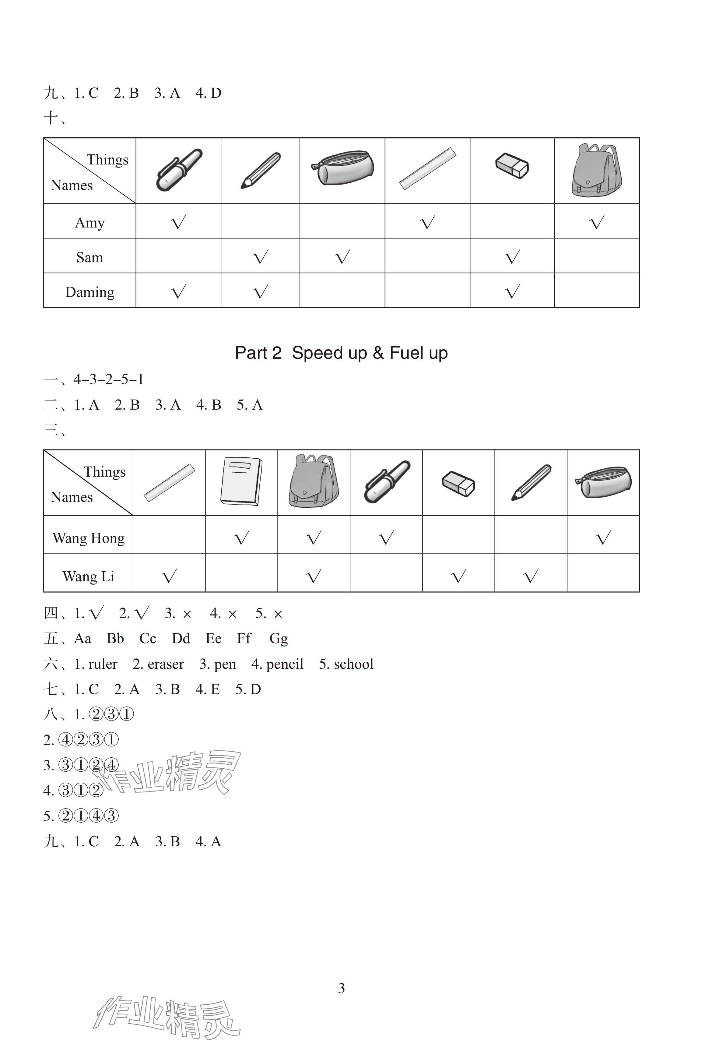 2025年书写练习一本通三年级英语上册外研版&nbsp;参考答案第3页