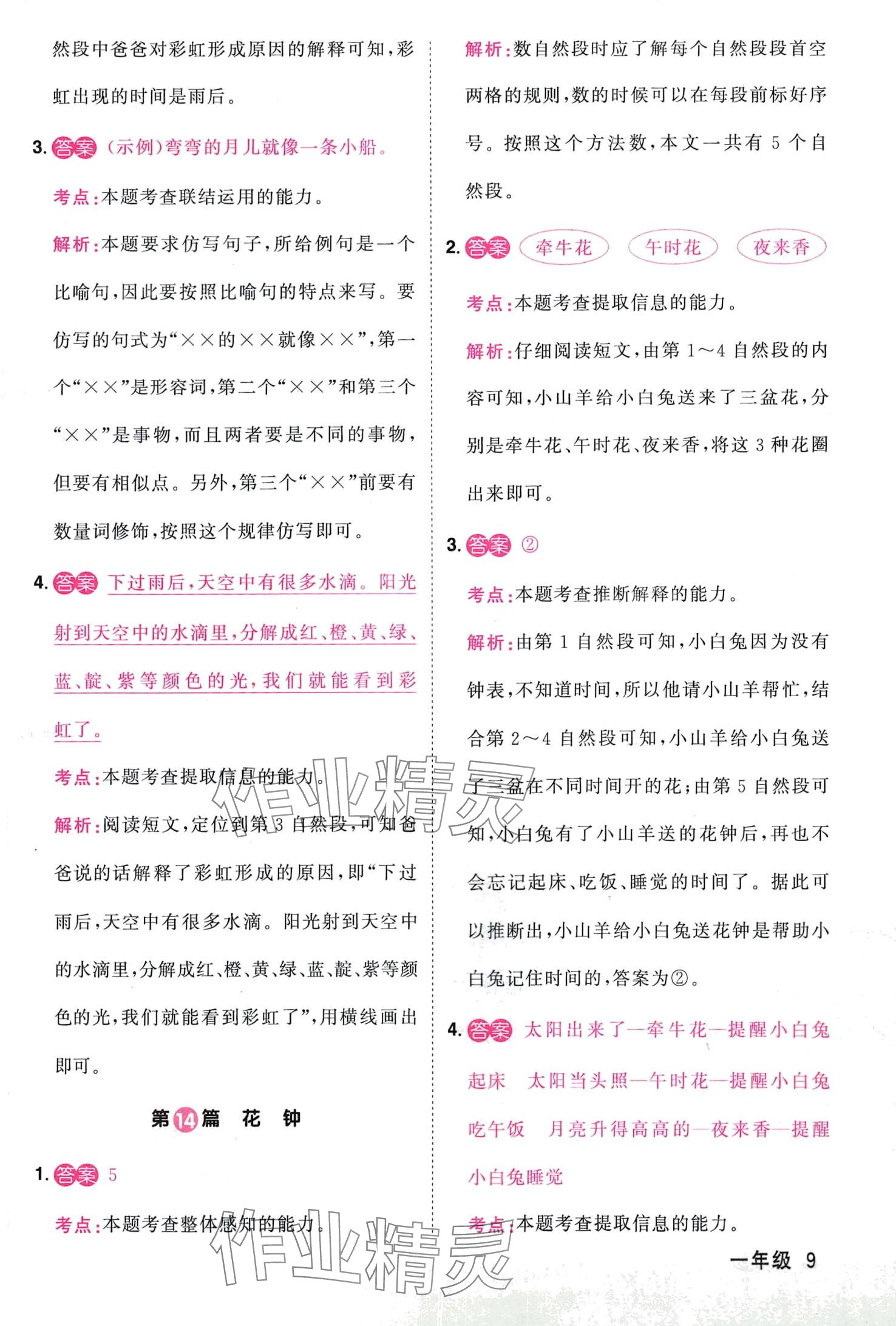 2024年阳光同学阅读真题80篇一年级&nbsp;第9页