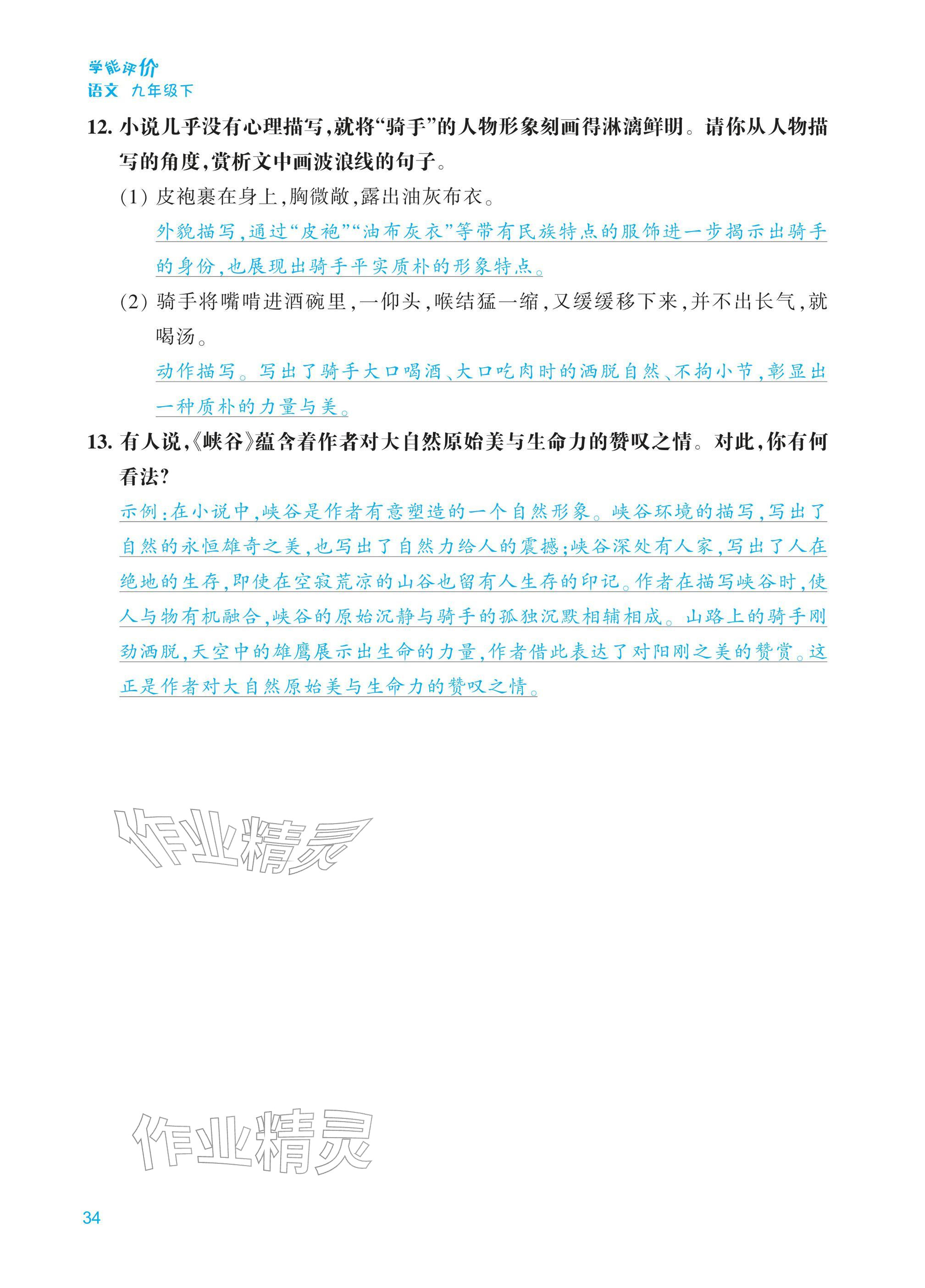 2026年学能评价九年级语文下册人教版&nbsp;第34页