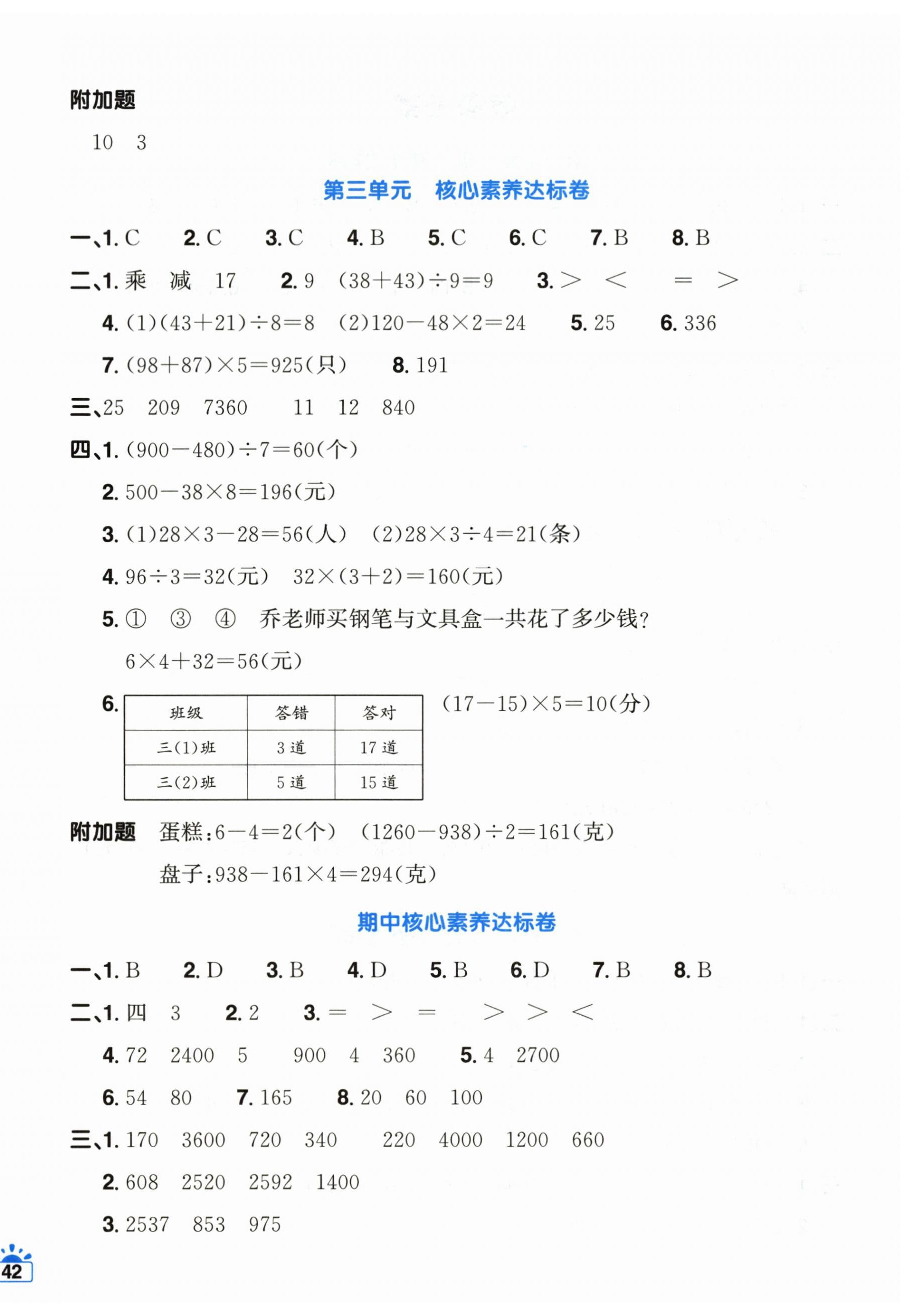2026年阳光同学一线名师全优好卷三年级数学下册青岛版&nbsp;第4页