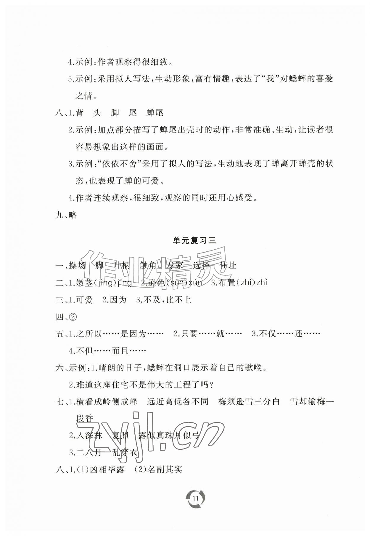 2026年新课堂同步学习与探究四年级语文上册人教版枣庄专版&nbsp;第11页