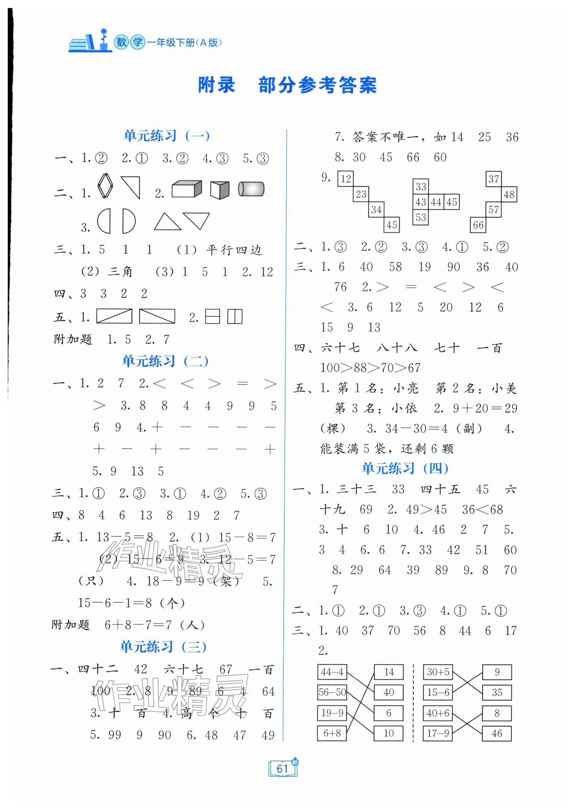 2026年自主学习能力测评单元测试一年级数学下册人教版&nbsp;第1页