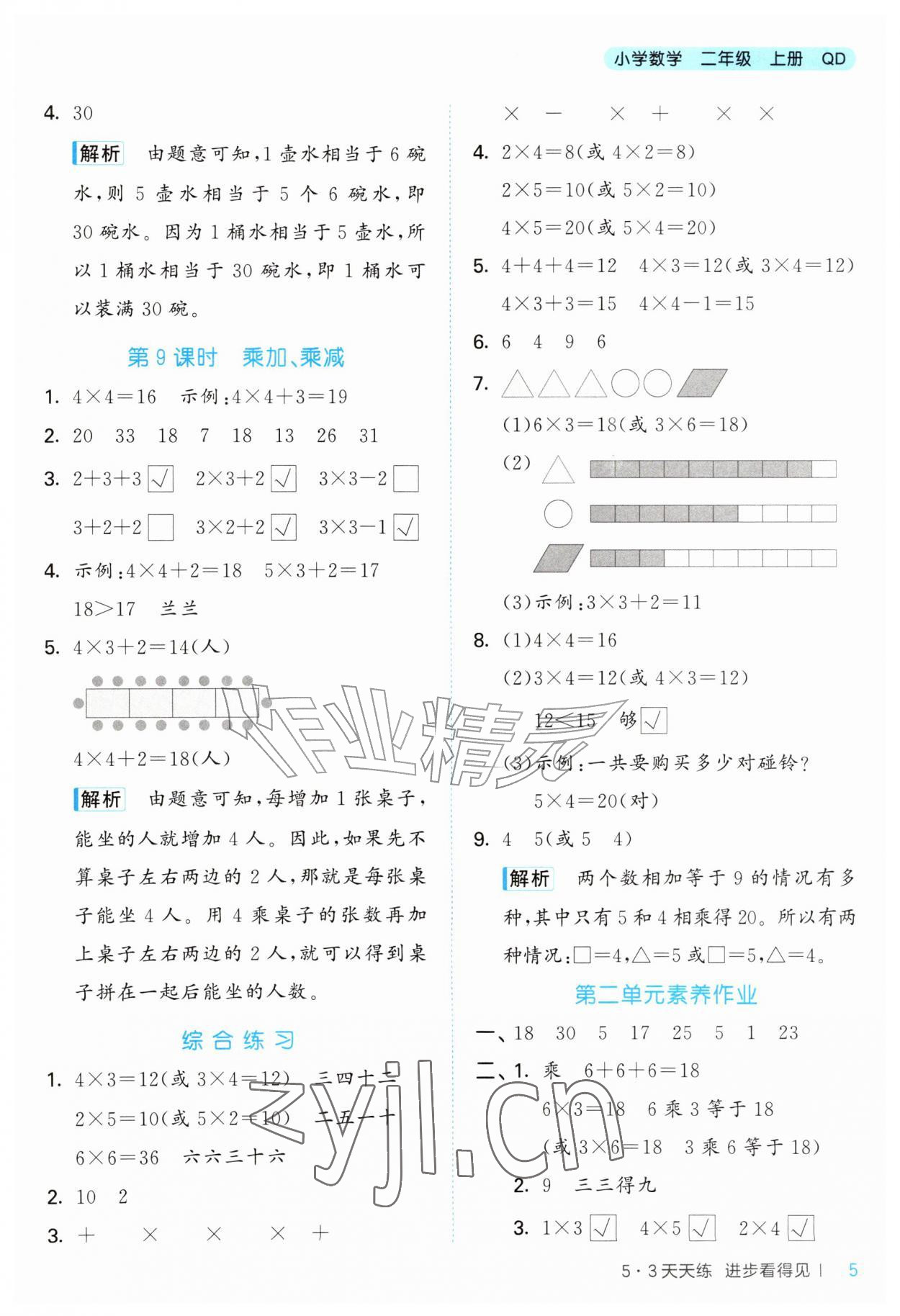 2026年53天天练二年级数学上册青岛版&nbsp;第5页