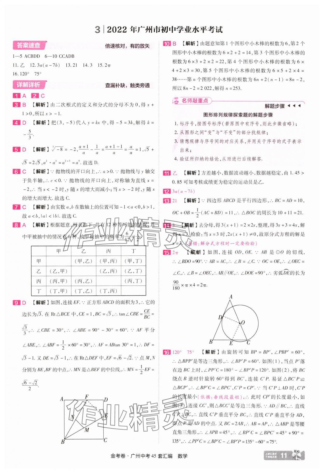 2025年金考卷中考45套汇编数学广州专版&nbsp;第11页