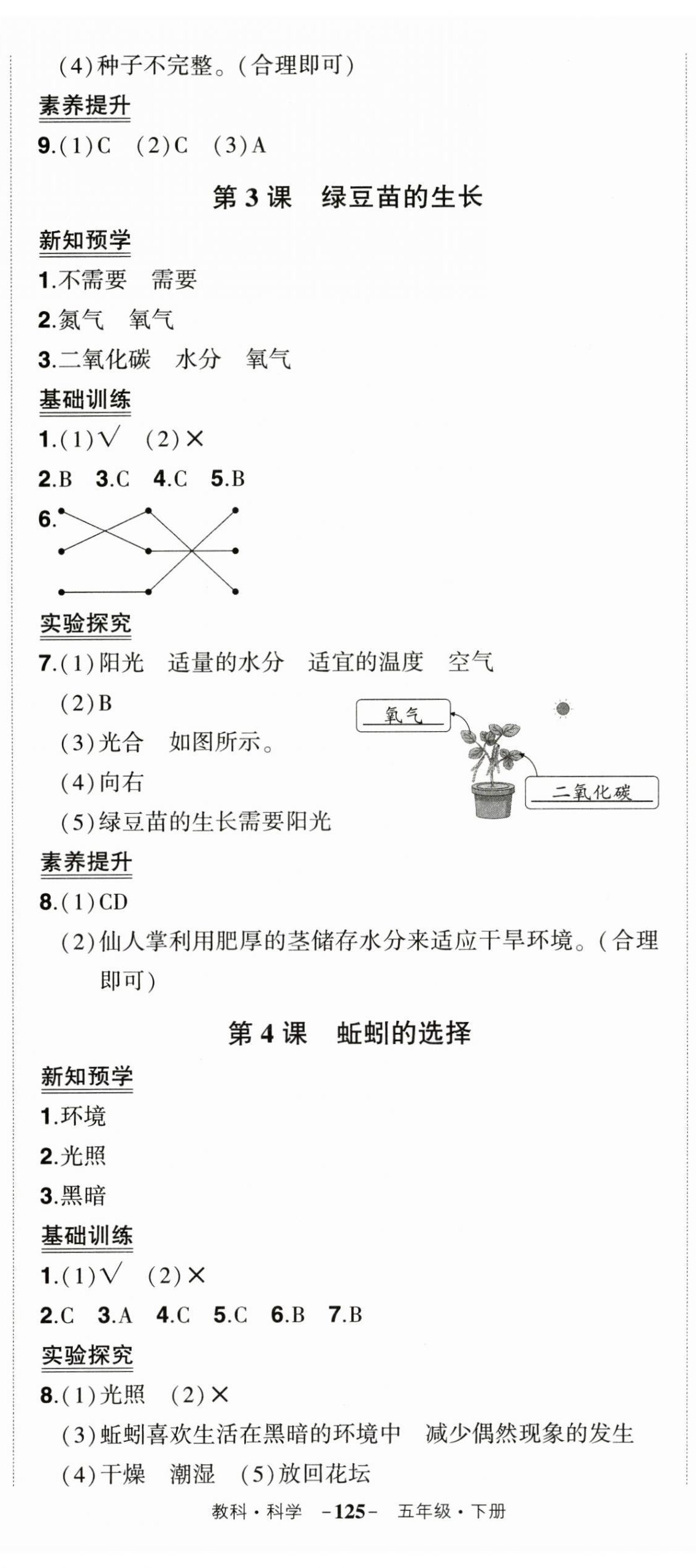 2026年状元成才路创优作业100分五年级科学下册教科版&nbsp;第7页