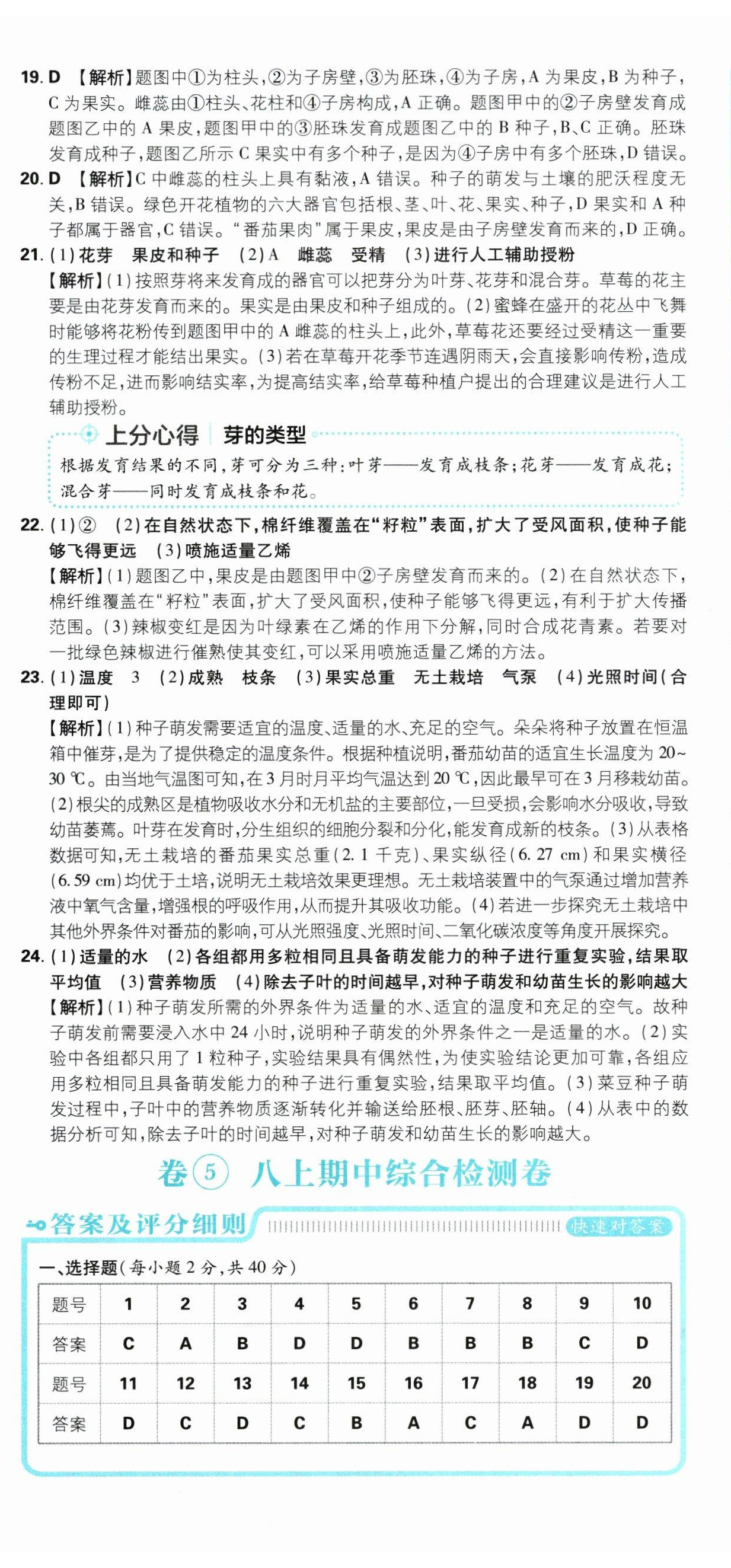 2026年初中上分卷单元诊断自查八年级生物全一册冀少版&nbsp;第11页