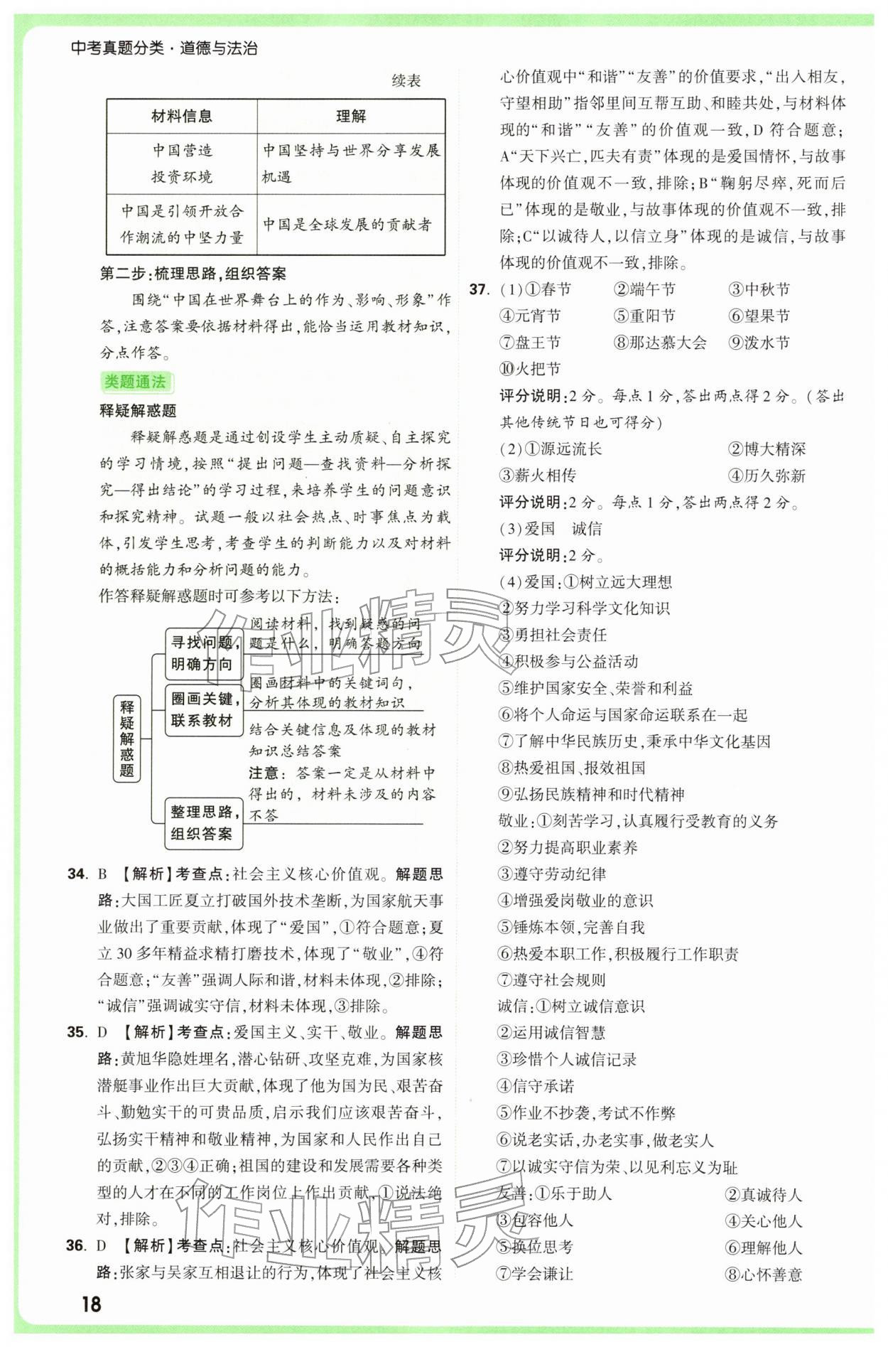 2026年万唯中考真题分类中考道德与法治&nbsp;参考答案第18页