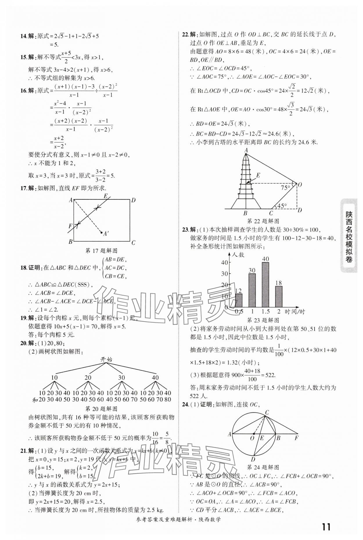2025年一战成名中考真题与拓展训练数学版陕西专版&nbsp;参考答案第11页