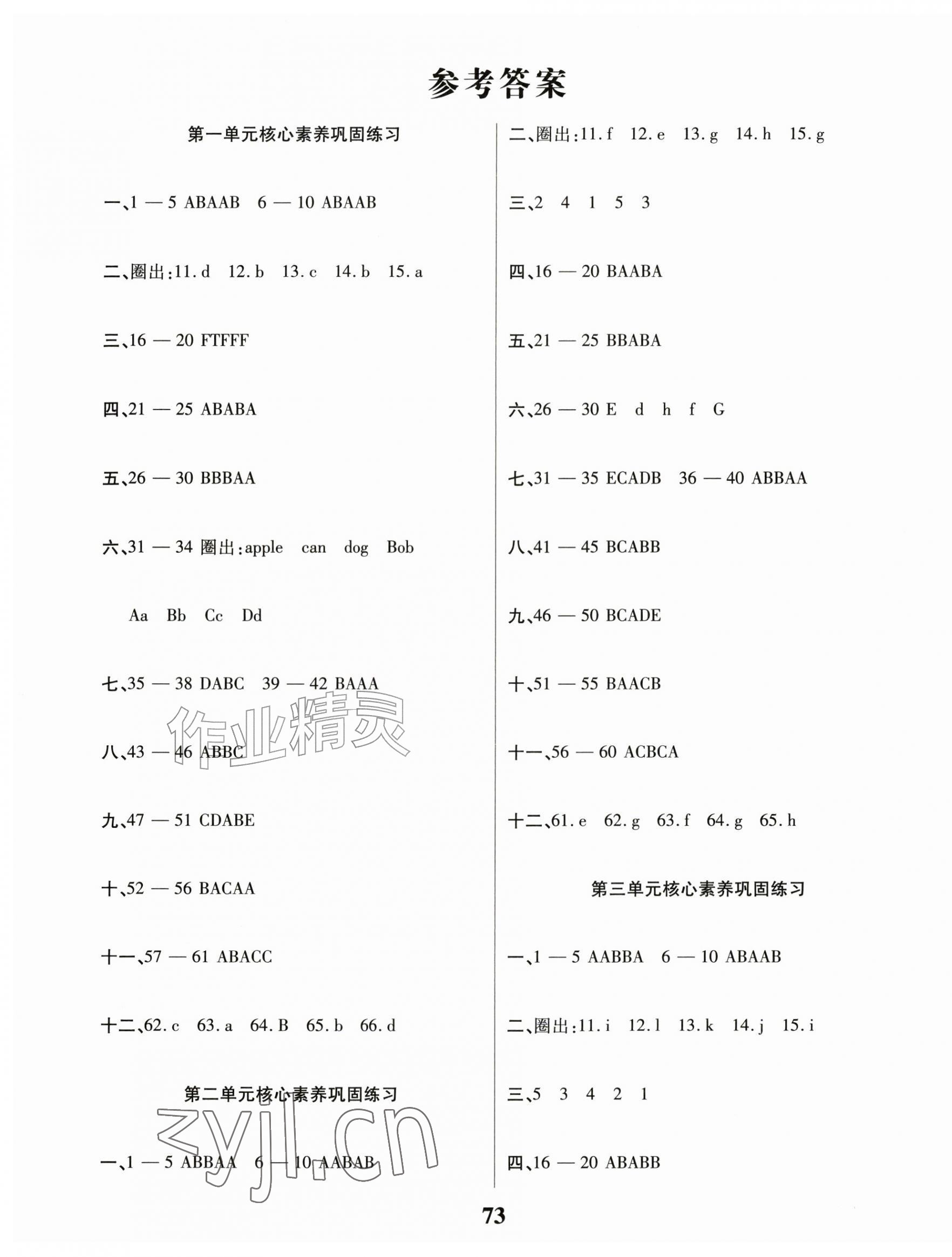 2026年培优名卷单元精练三年级英语上册人教版&nbsp;第1页