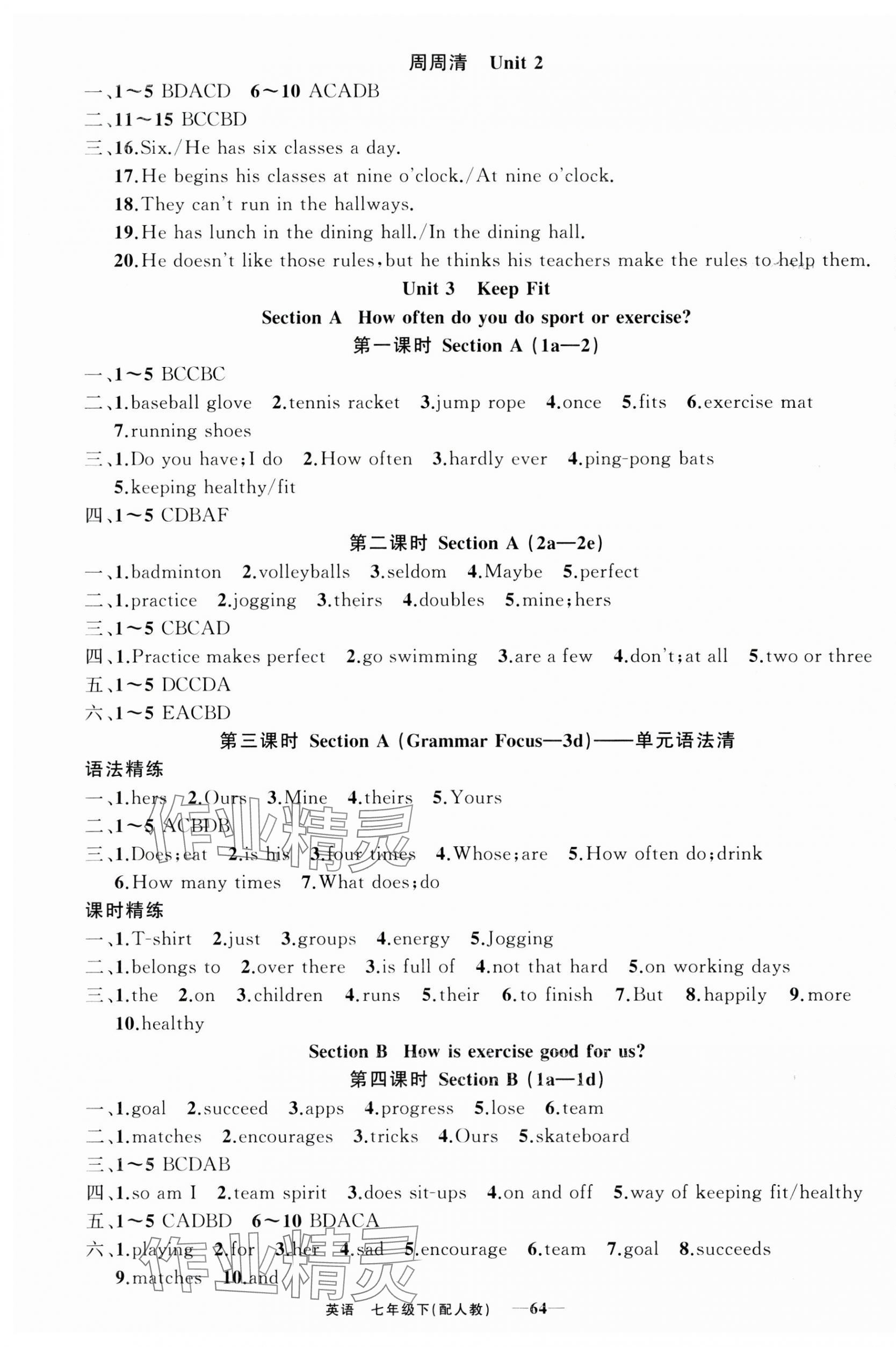 2025年四清导航七年级英语下册人教版 第4页