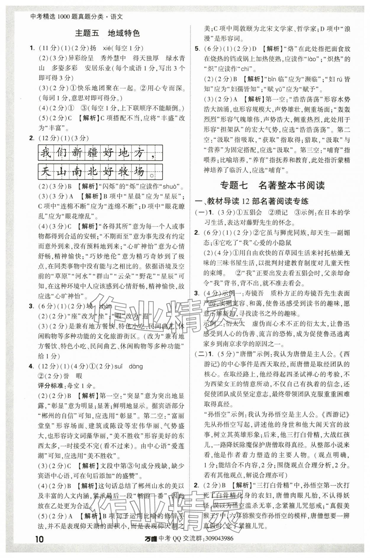 2024年万唯中考真题分类语文&nbsp;第10页