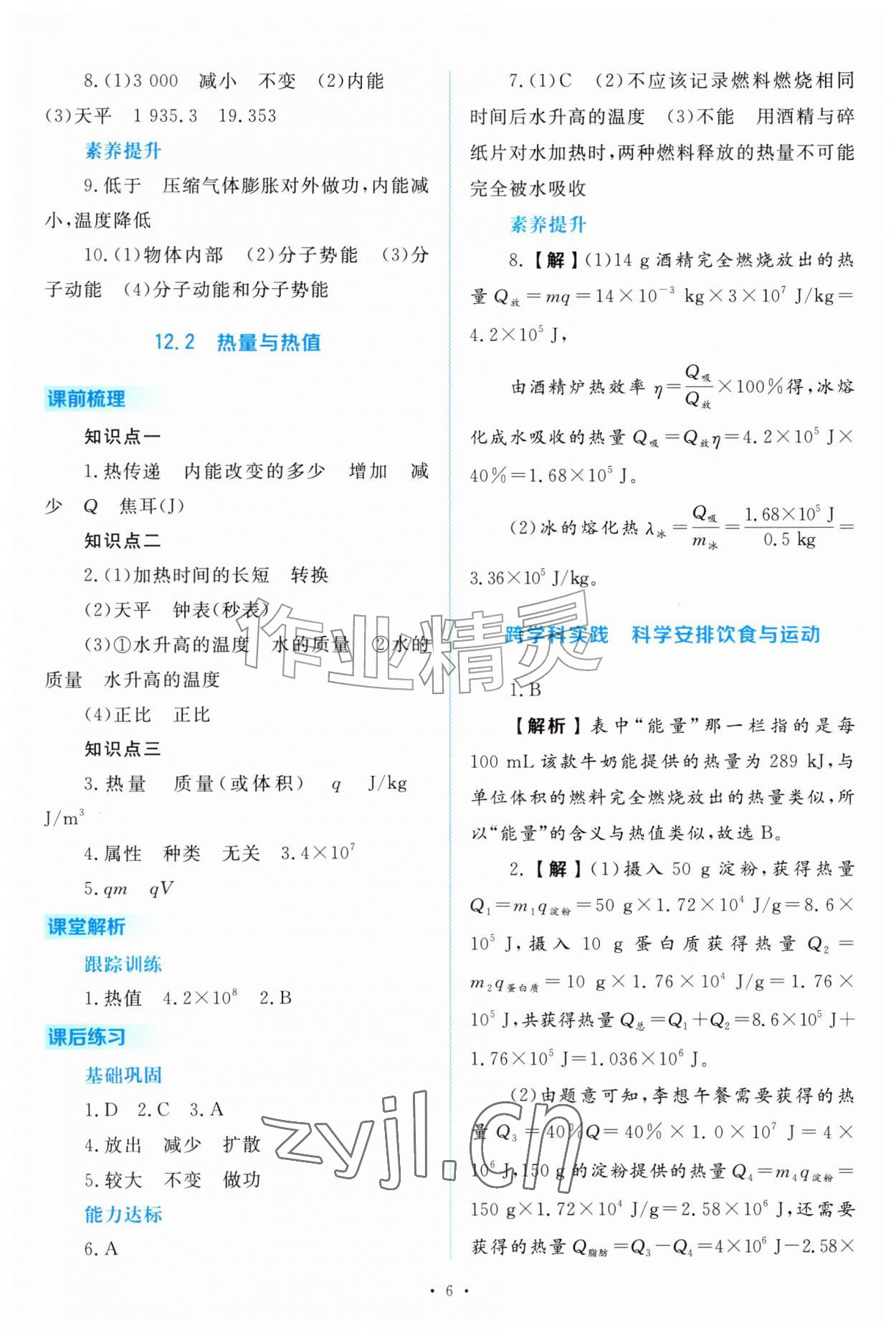 2026年金版学案同步优学智慧作业九年级物理上册沪粤版&nbsp;第6页