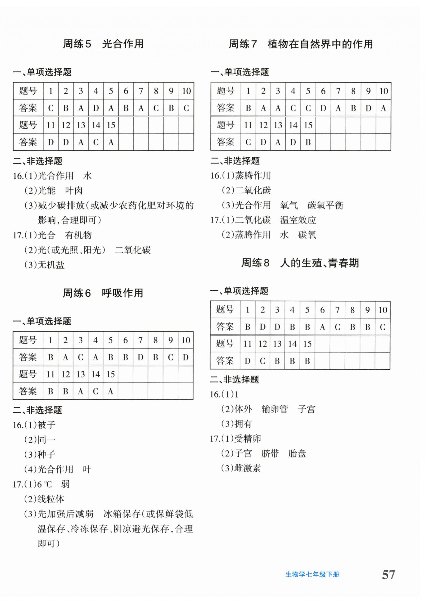 2026年优学1+1评价与测试七年级生物下册人教版&nbsp;第2页