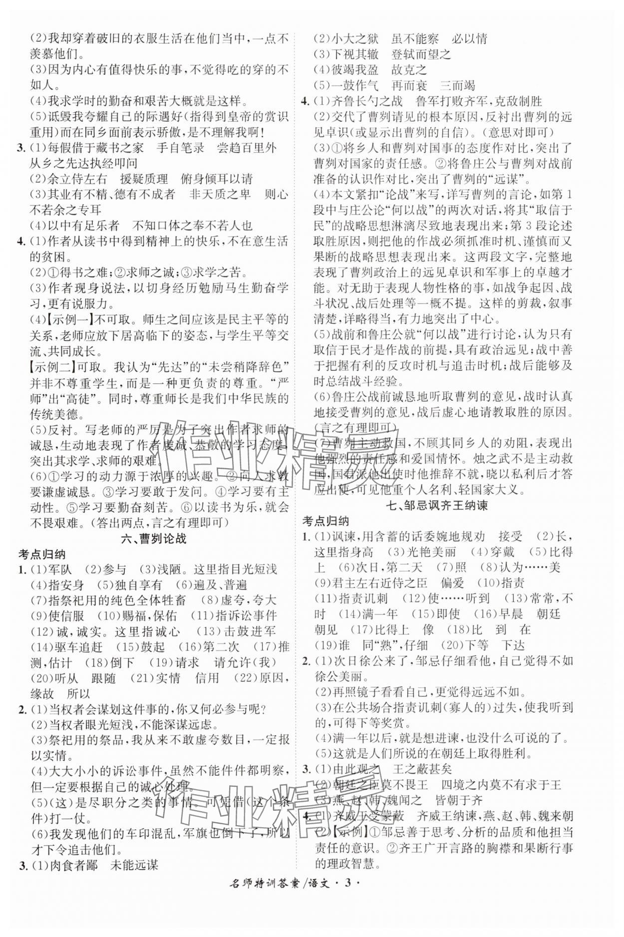2024年名师特训语文安徽专版&nbsp;第3页