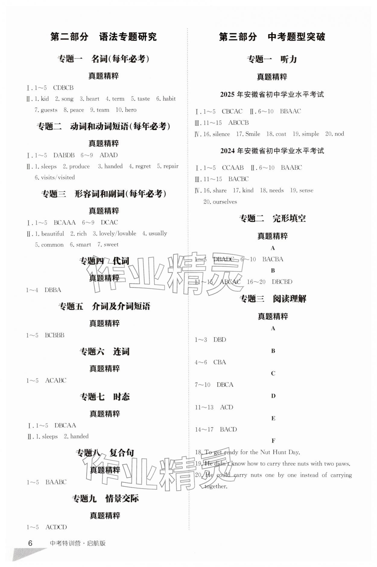 2026年中考特训营英语安徽专版&nbsp;第6页